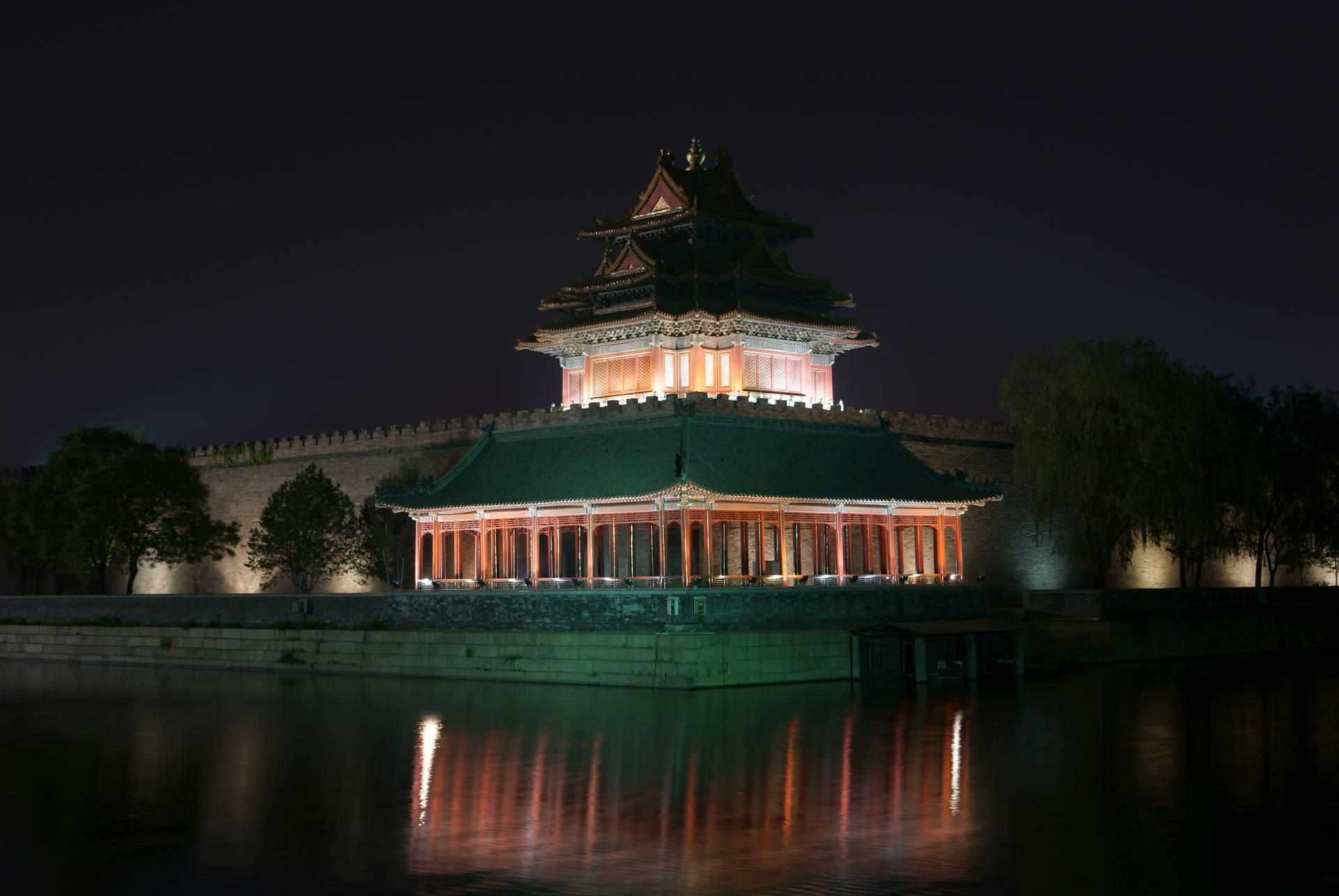 Forbidden City Palace At Night Background