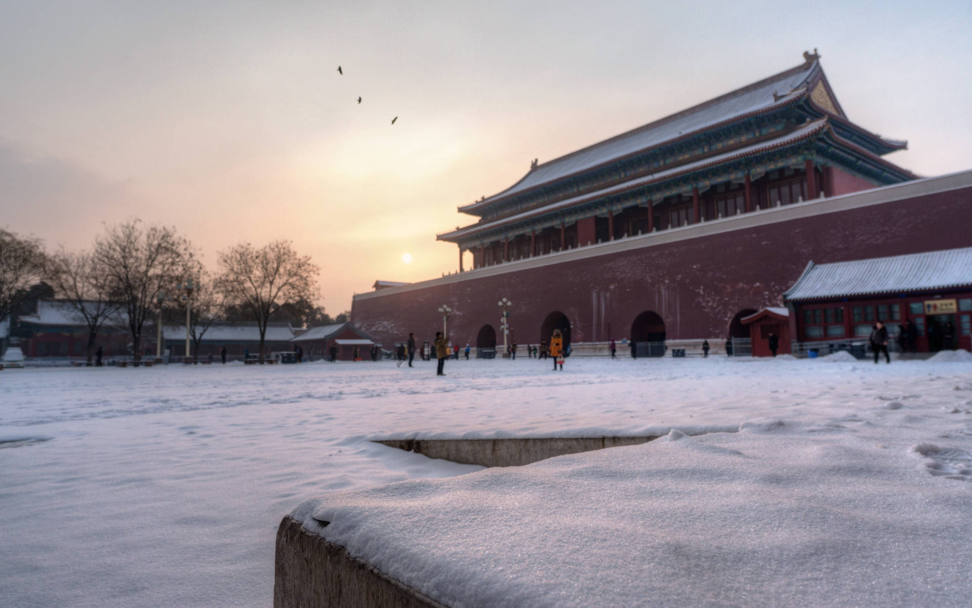 Forbidden City Snowing Background