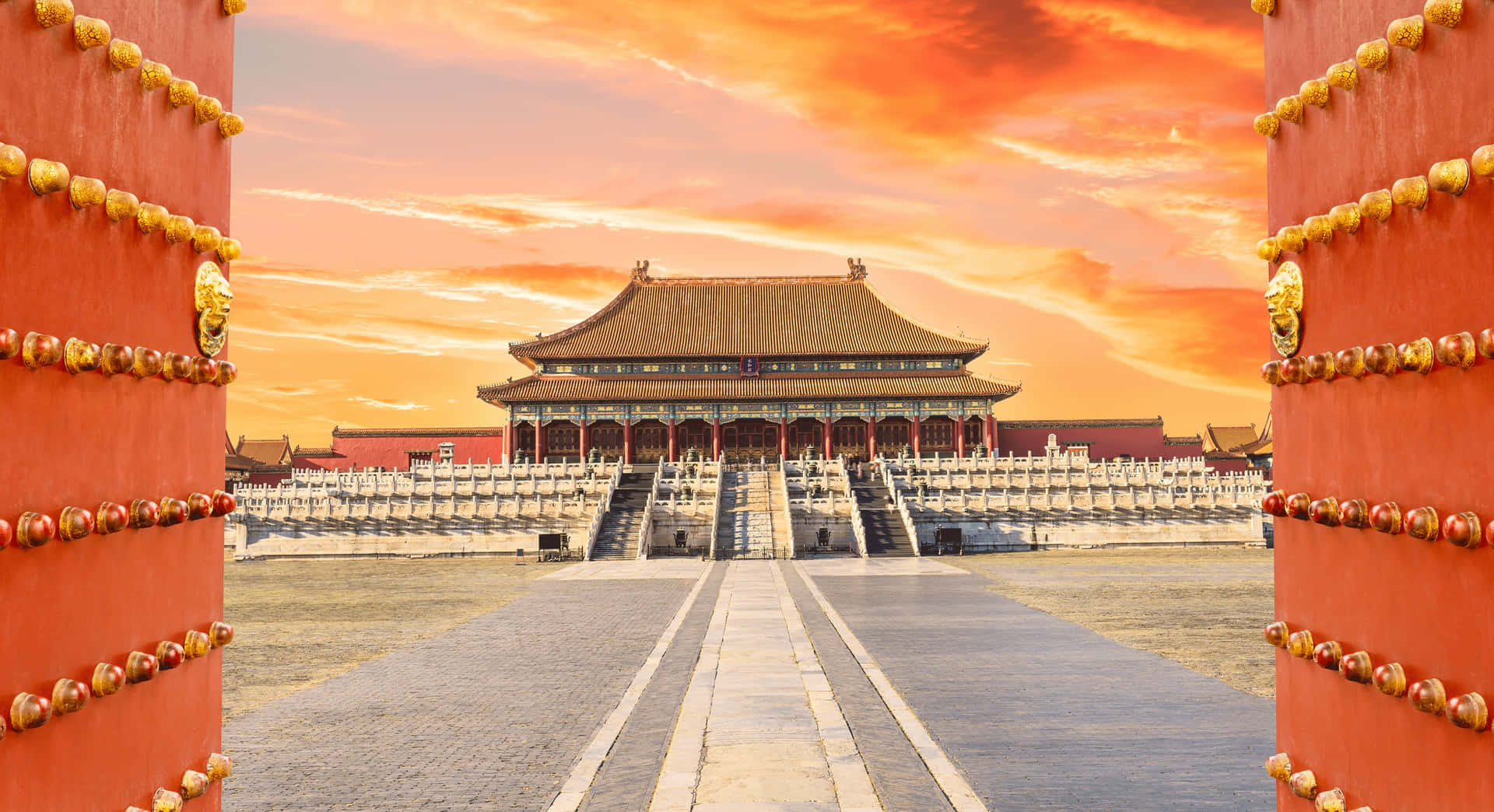 Forbidden City Sunset Beijing Background