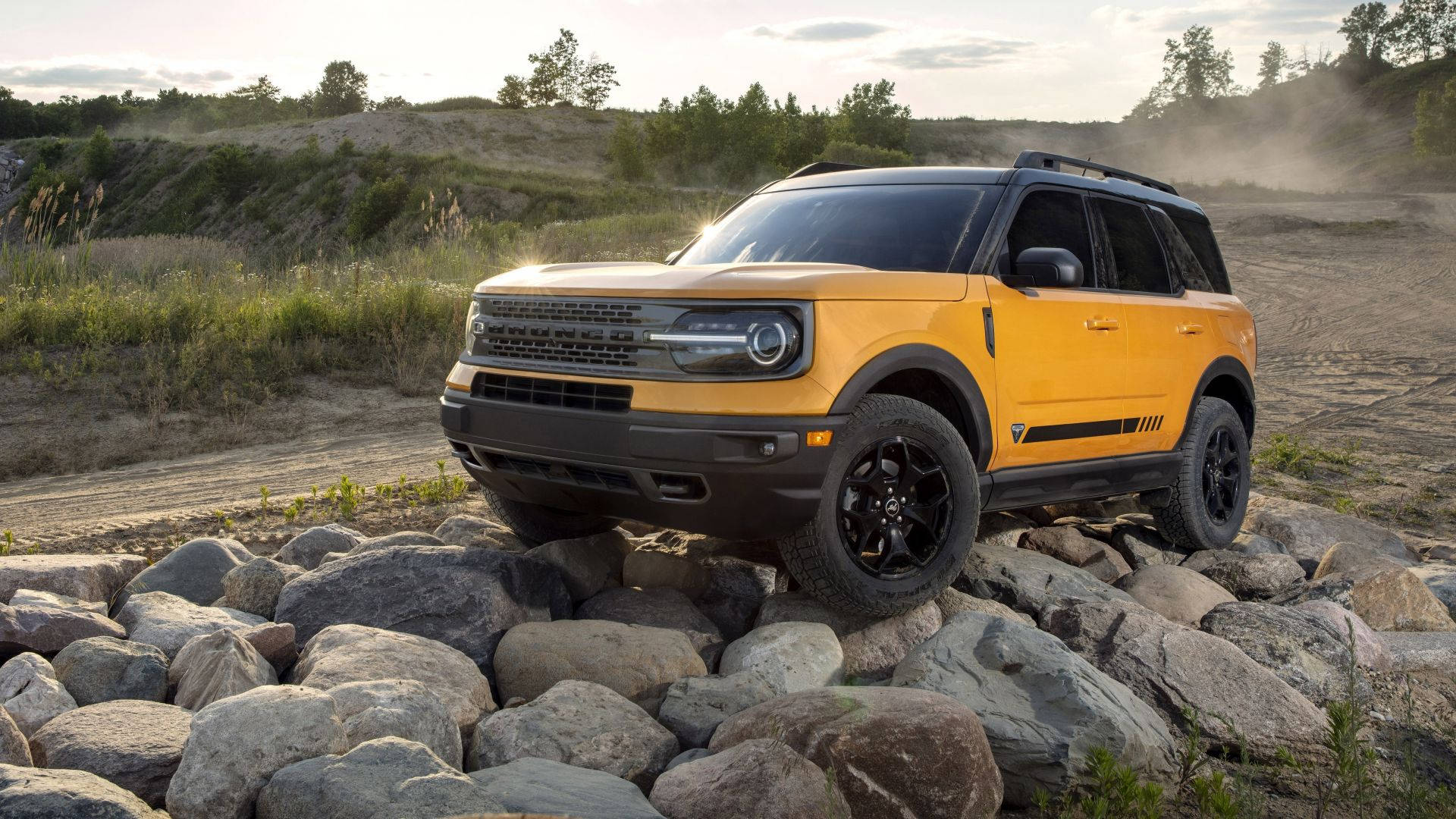 Ford Bronco Contrasting Black And Yellow Background
