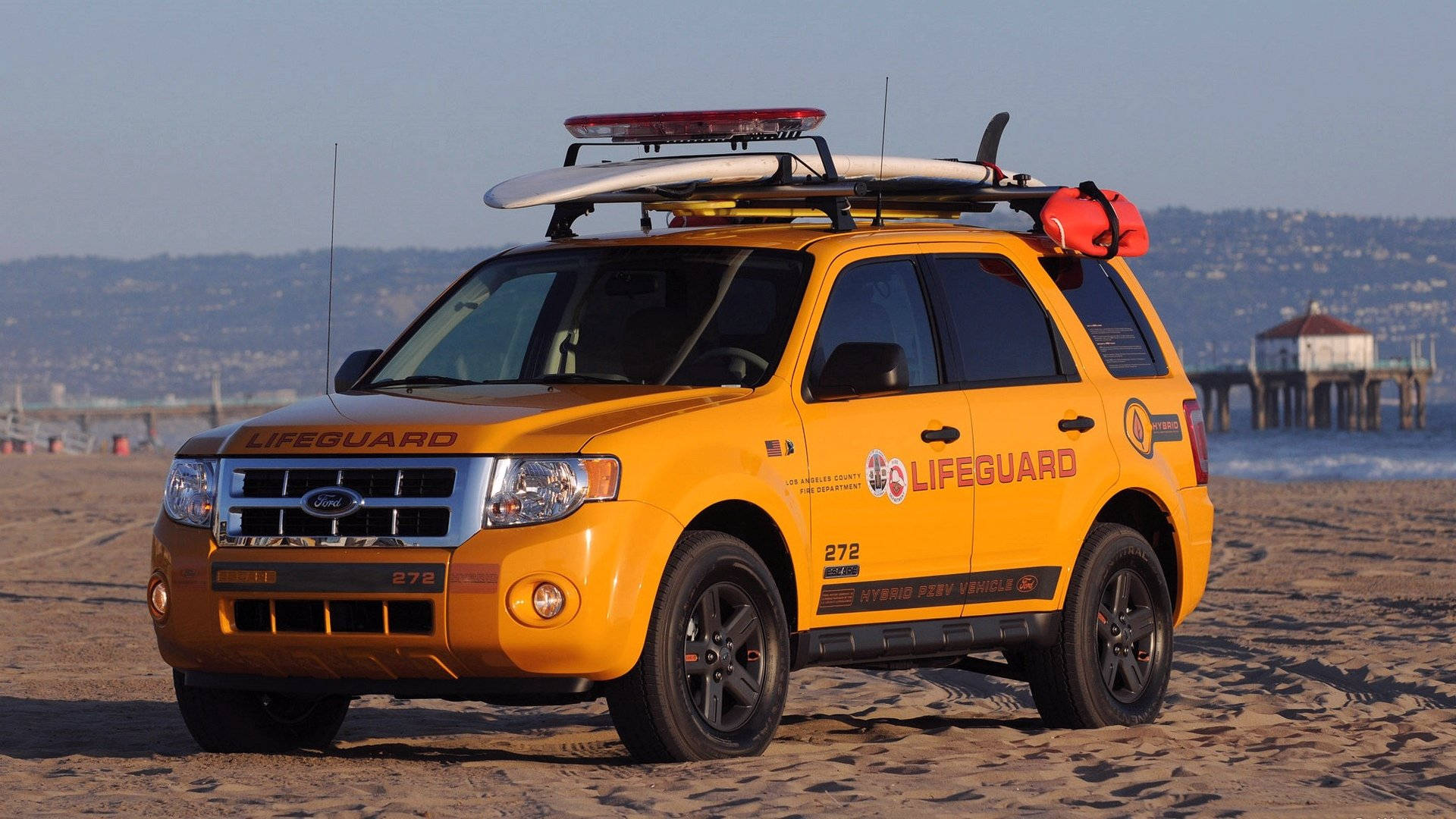 Ford Escape Lifeguard Beach Emergency Car Background