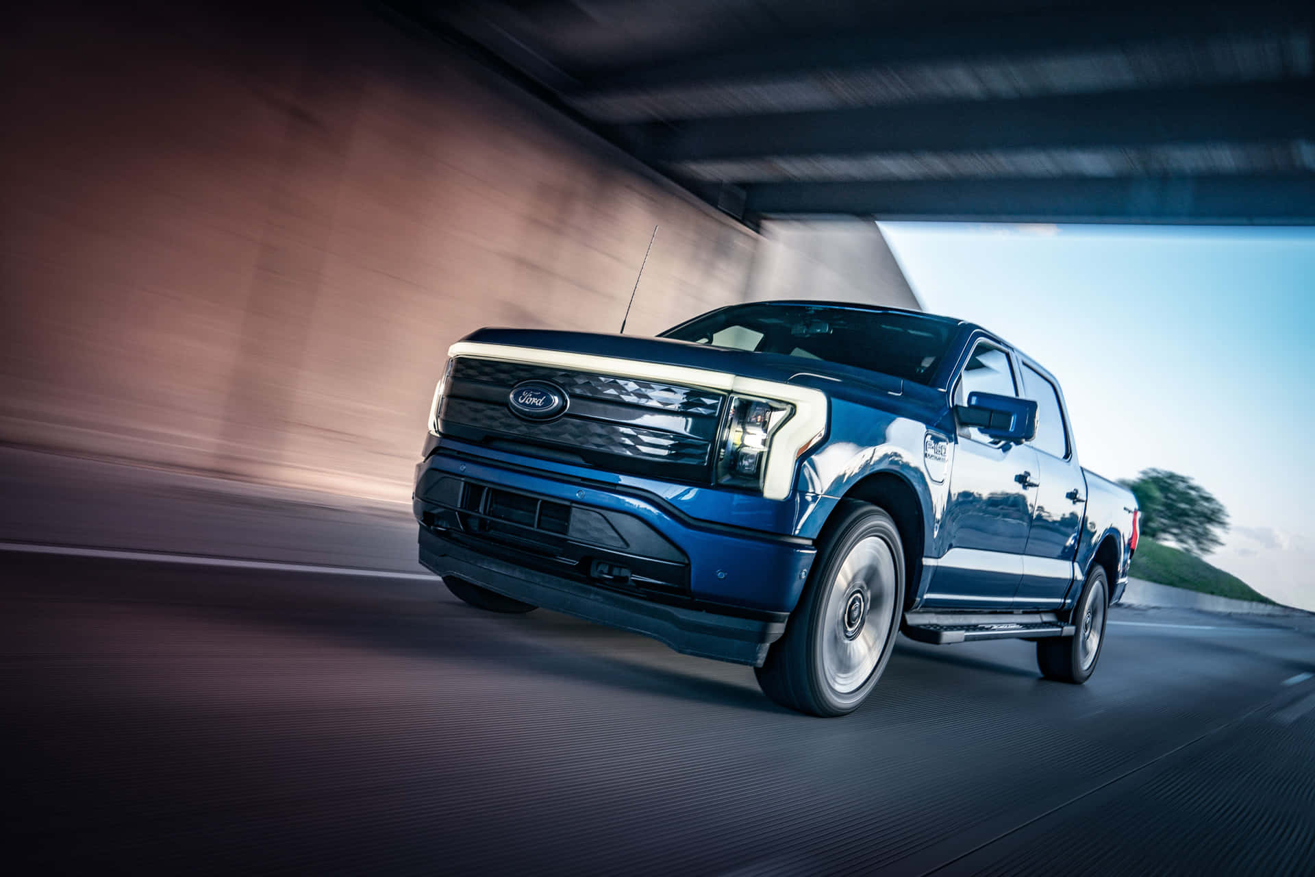 Ford F 150 Electric In Action Background