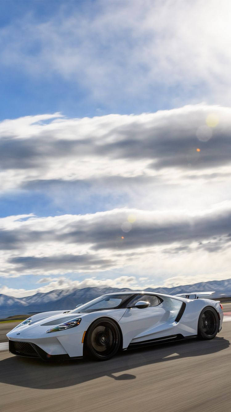 Ford Iphone White Race Car Background