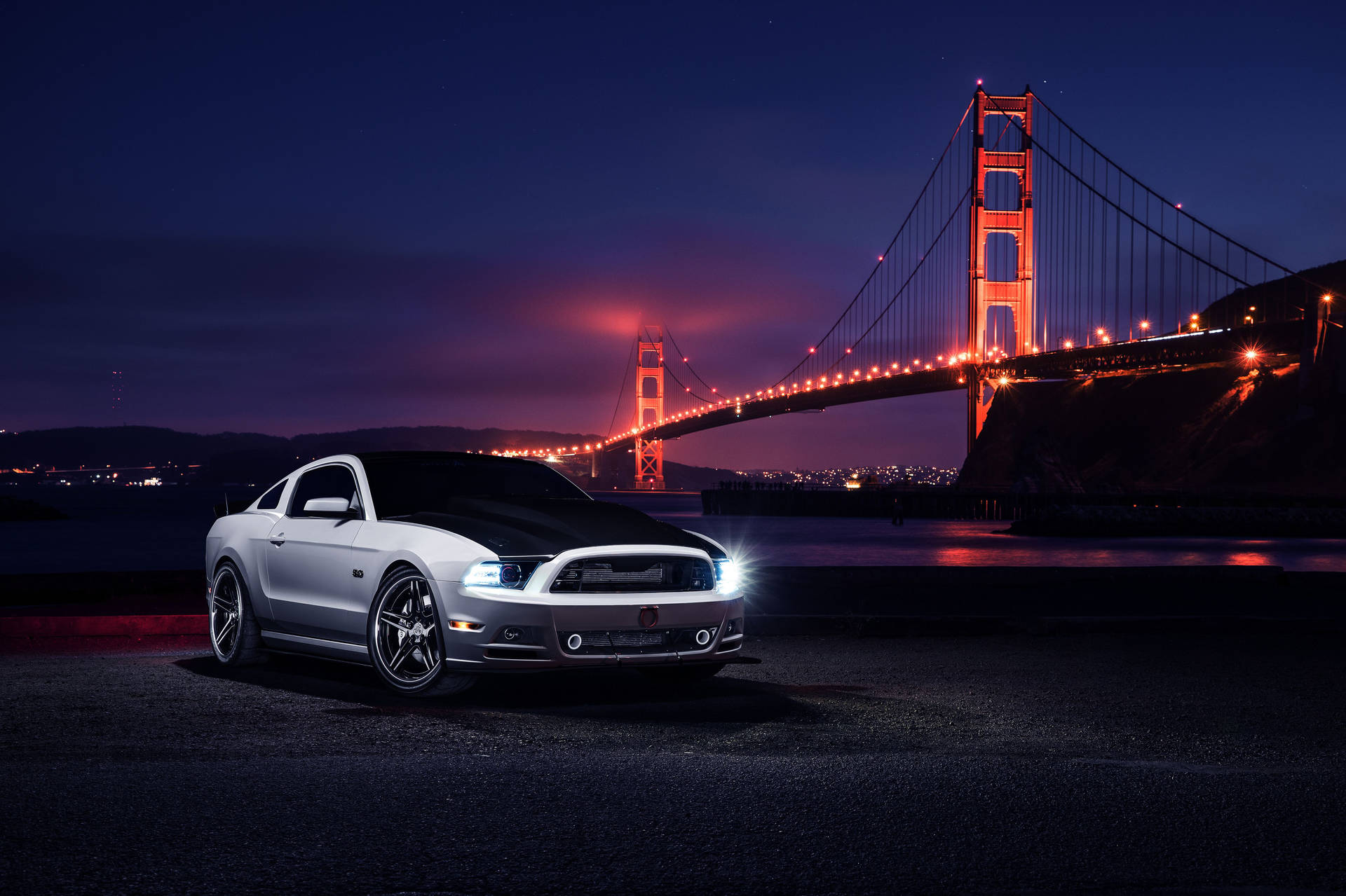 Ford Mustang Golden Gate Bridge Background