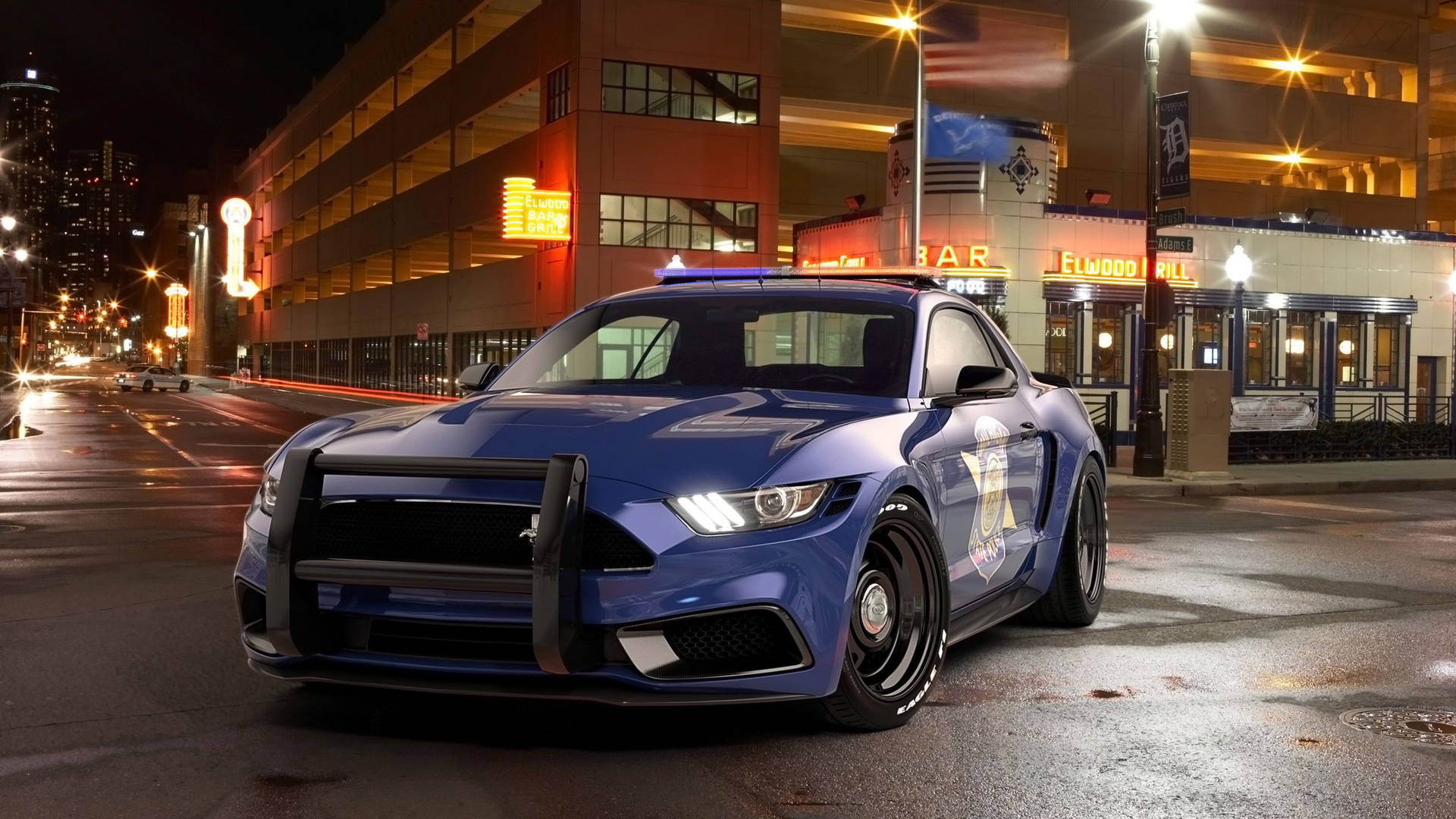 Ford Mustang Police Car Background