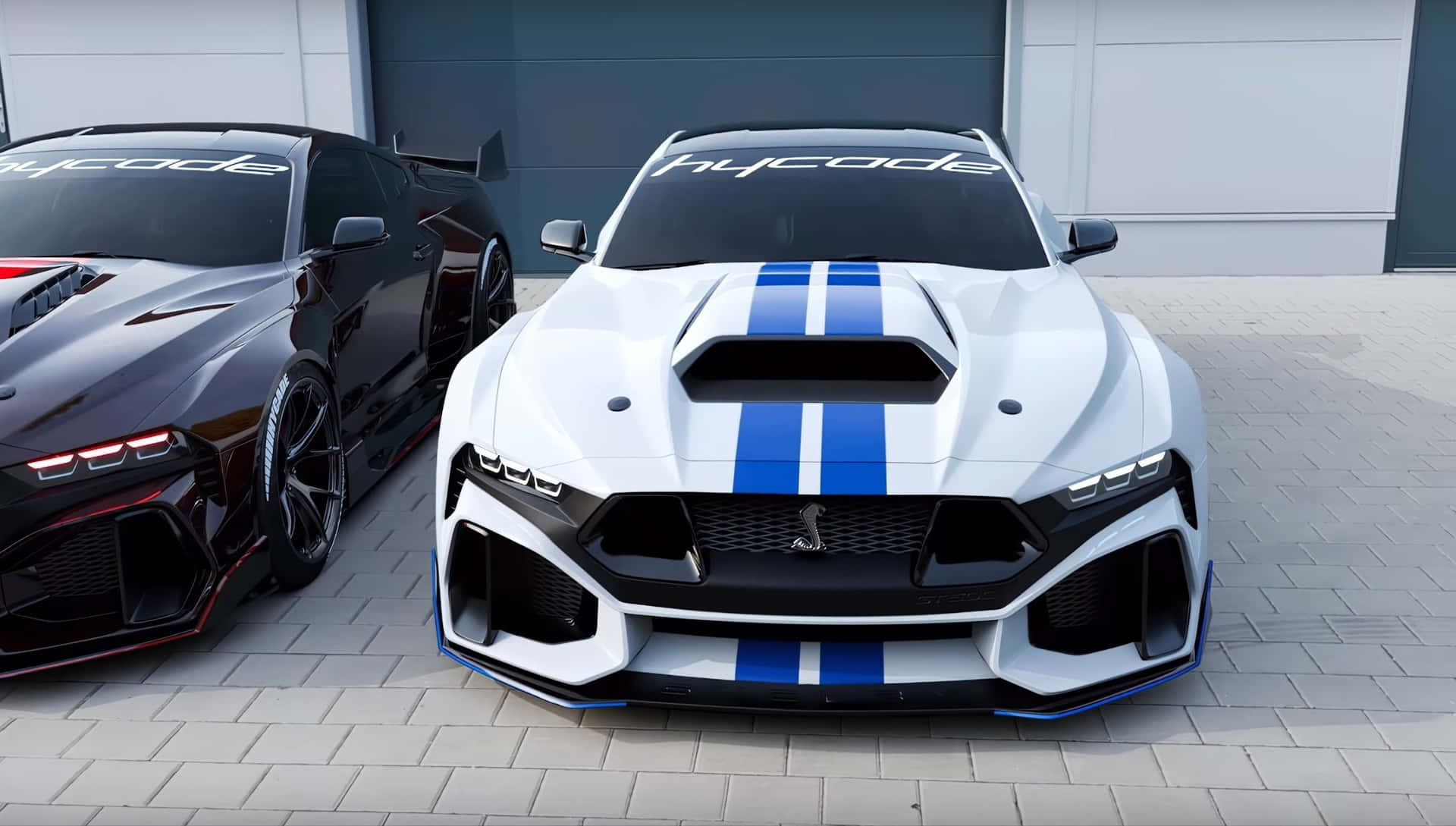 Ford Mustang Shelby G T500and Lamborghini Huracan Evo Background