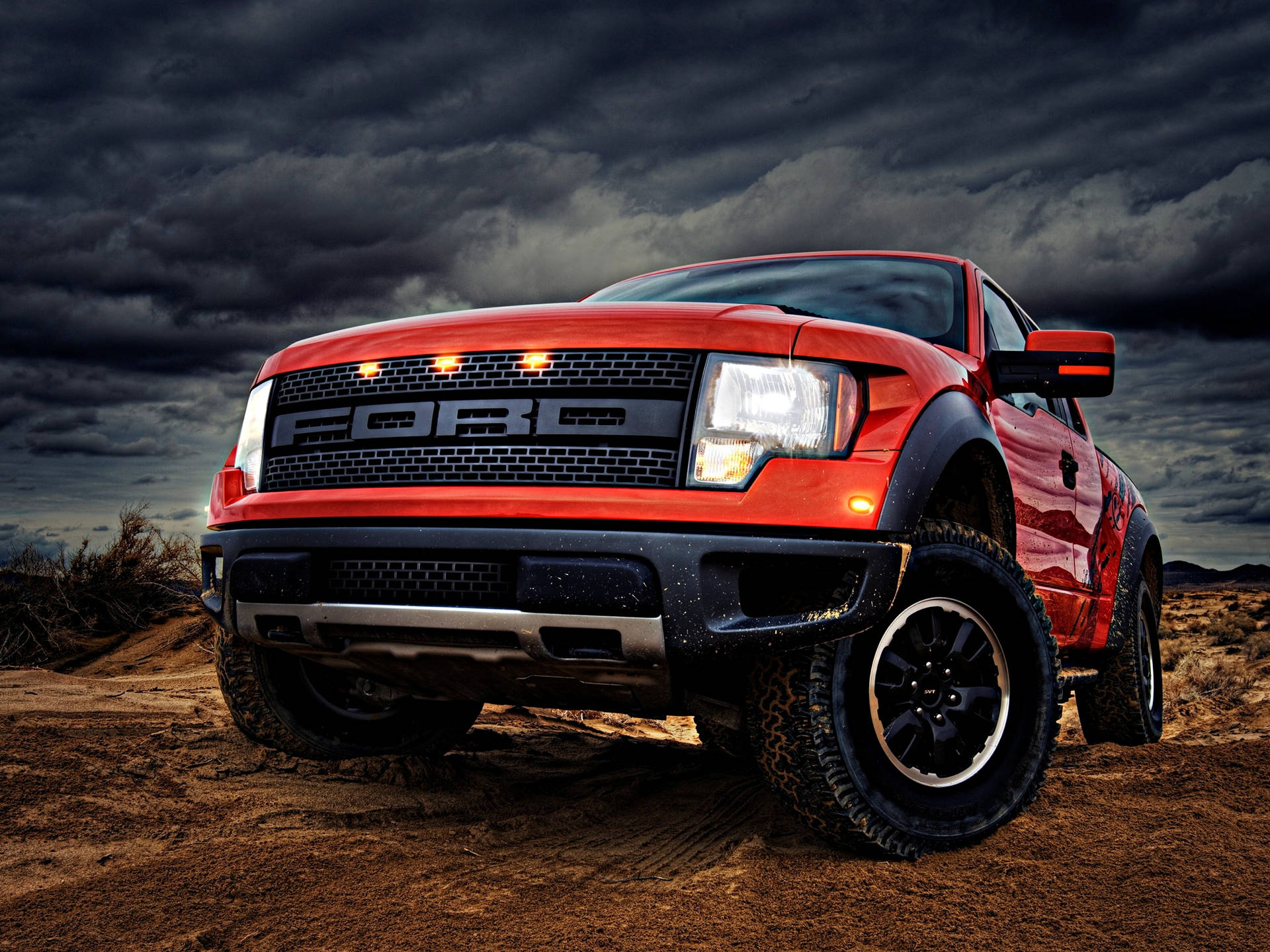 Ford Raptor In Gloomy Weather Background