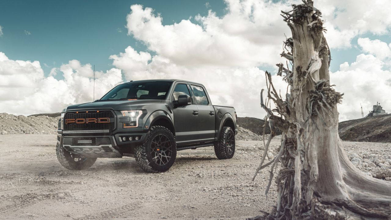 Ford Raptor In Gun Metal Color Background