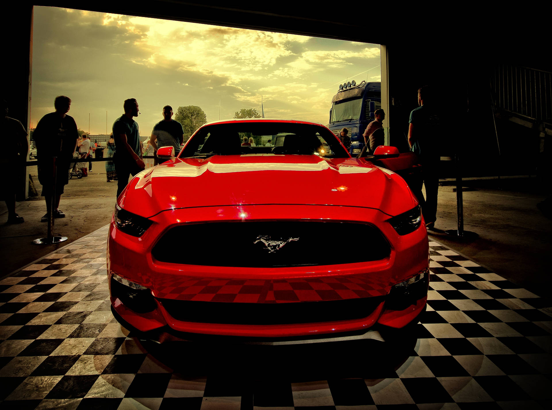 Ford Red Mustang Background