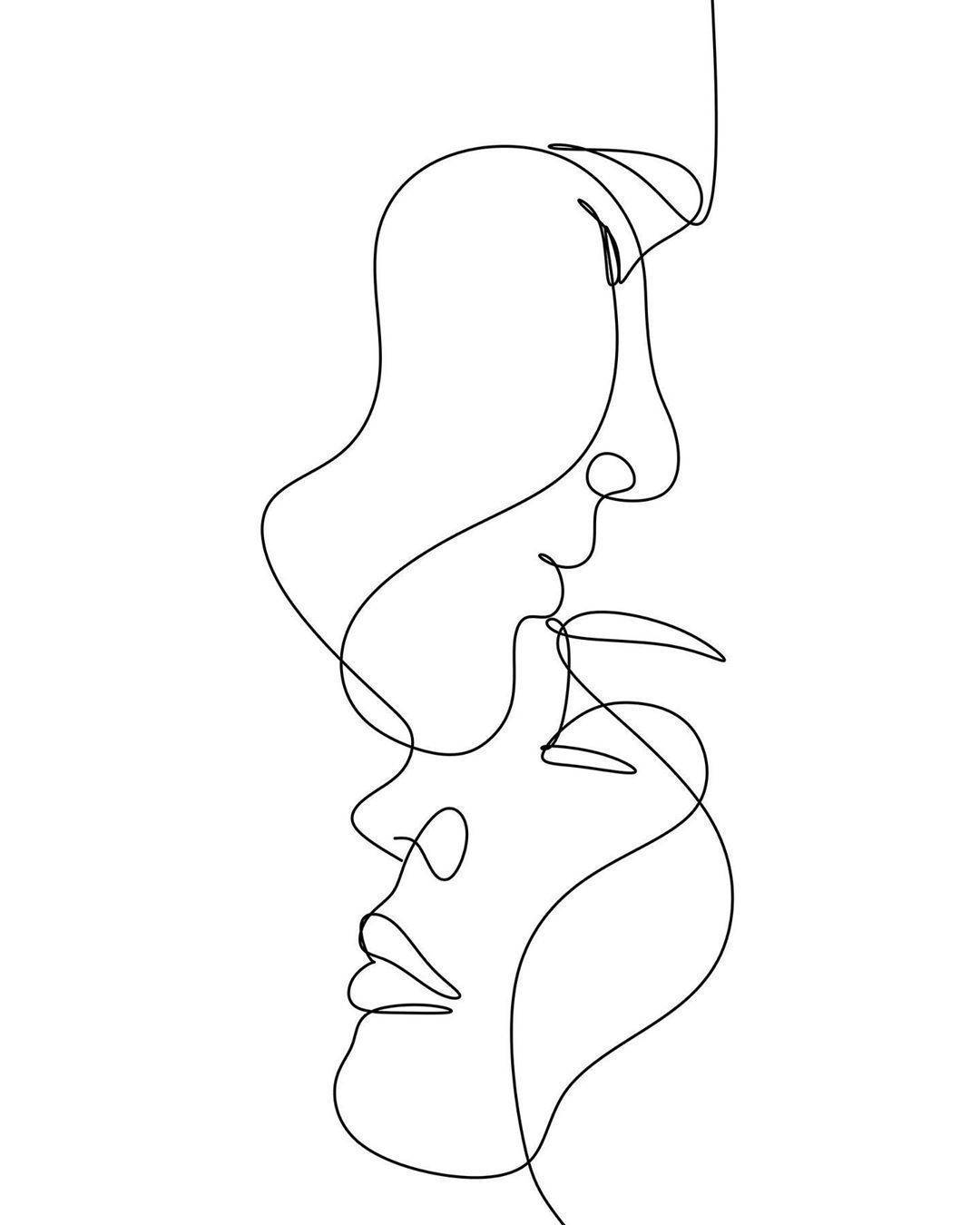 Forehead Kiss One Line Drawing Background