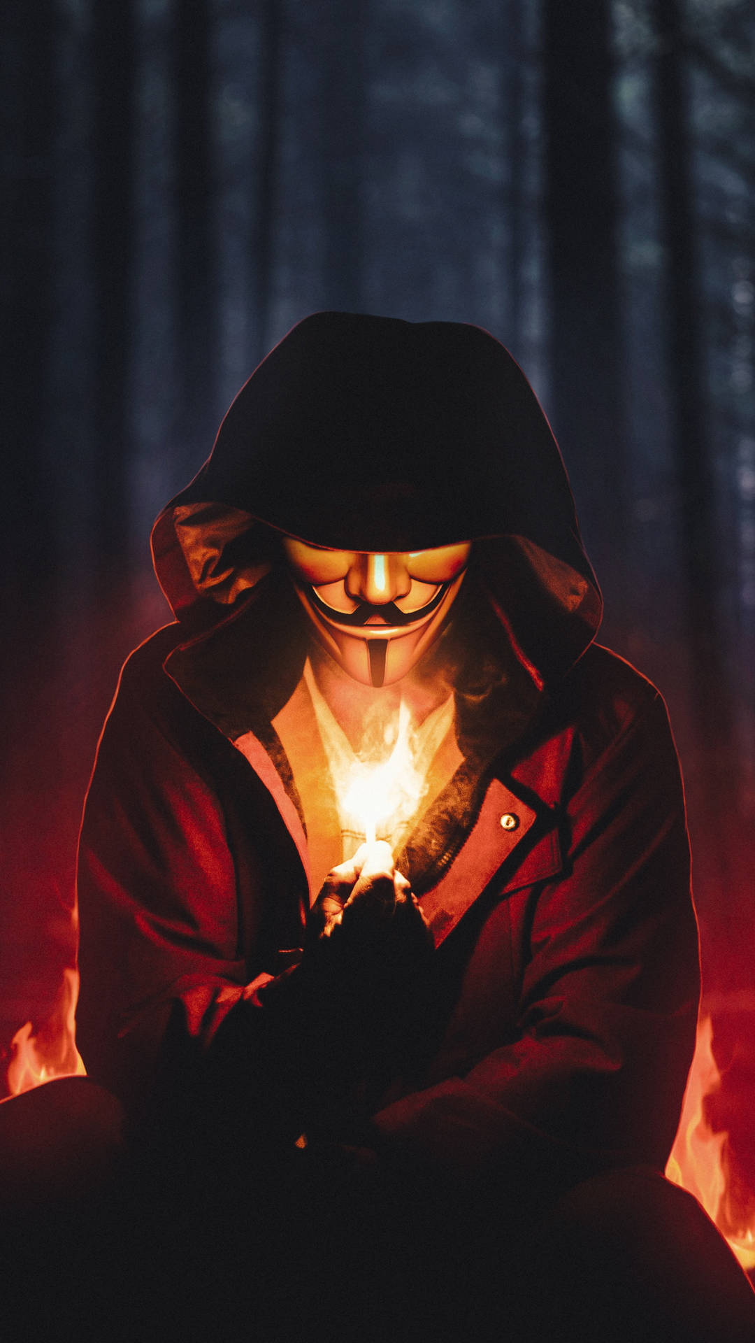 Forest Fire Hacker Mask Background