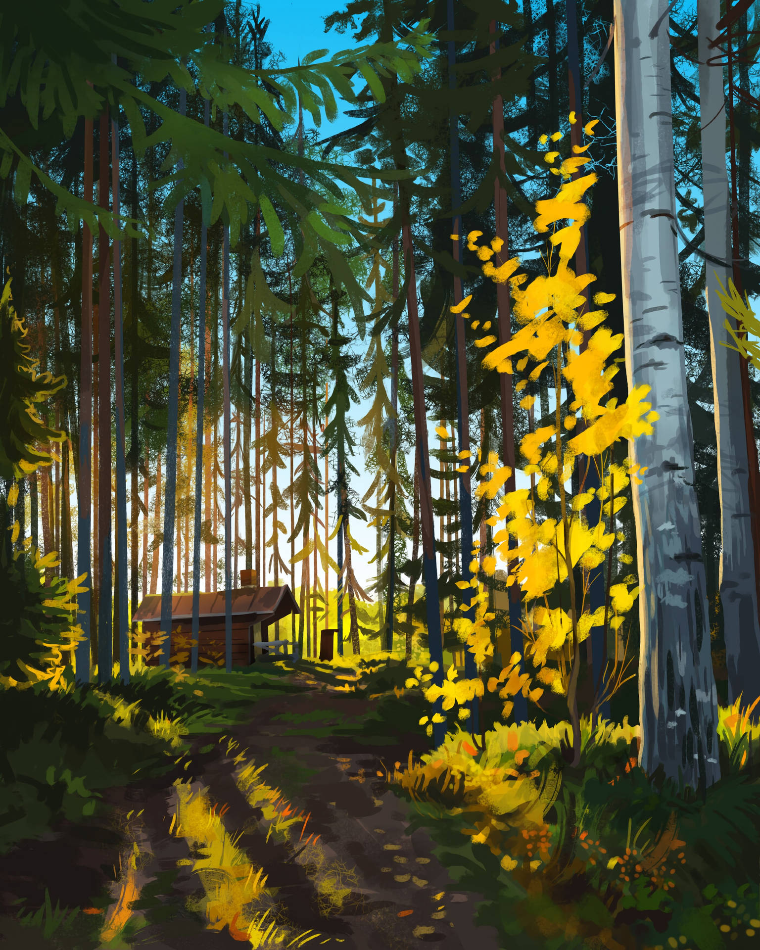 Forest House Cartoon Background