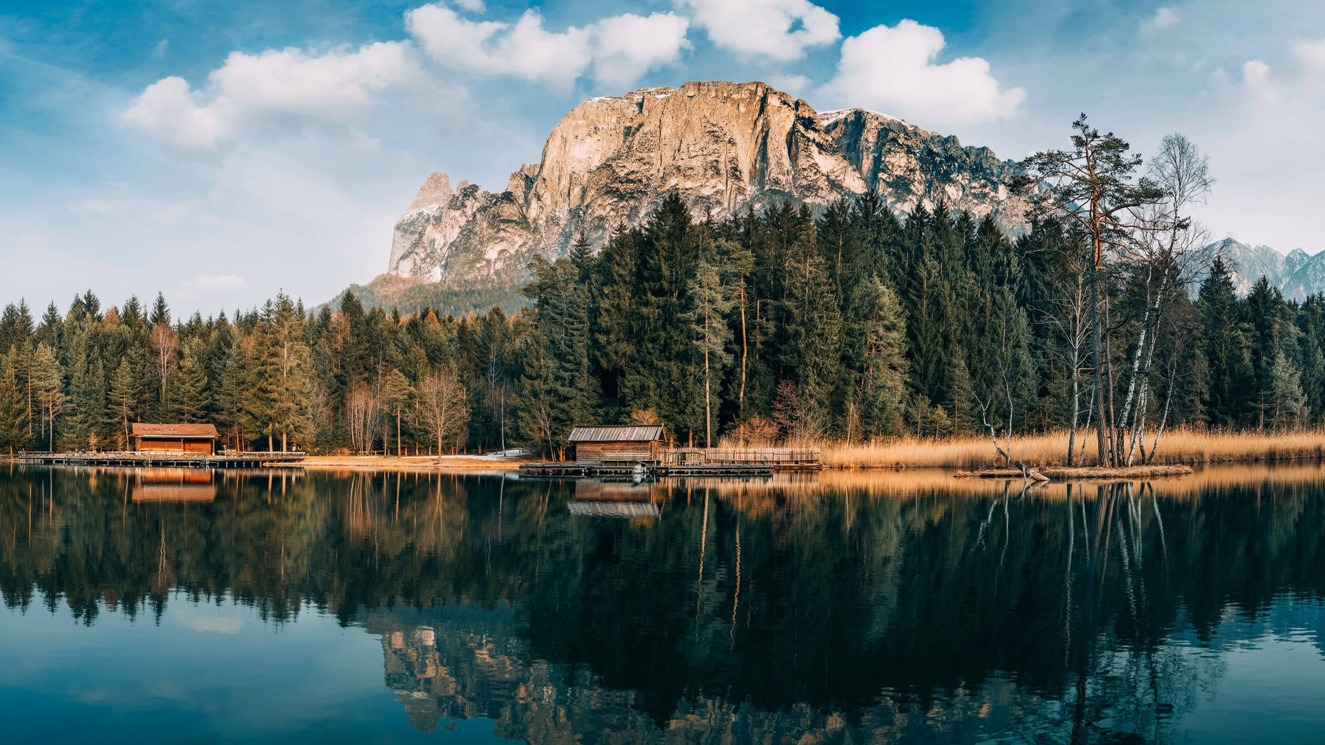 Forest Lake In Southern Tyrol Background