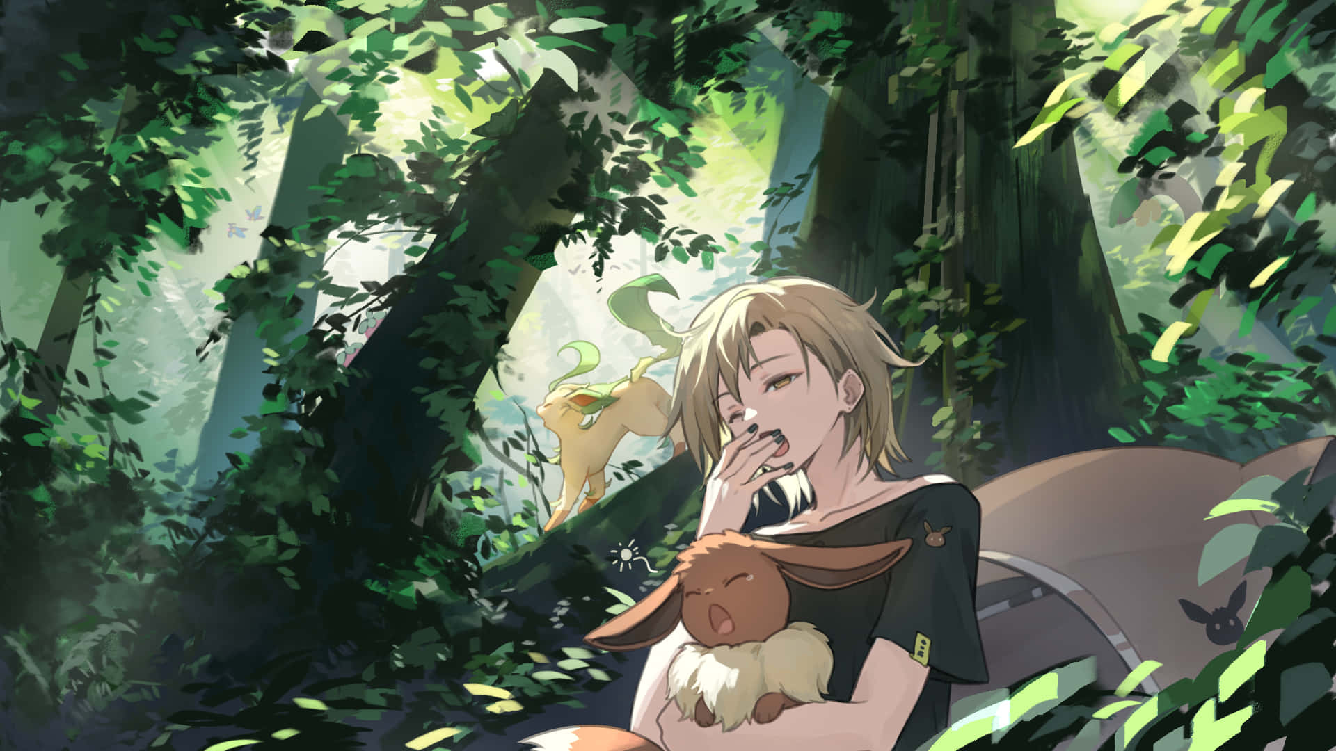 Forest Napwith Eeveeand Trainer Background