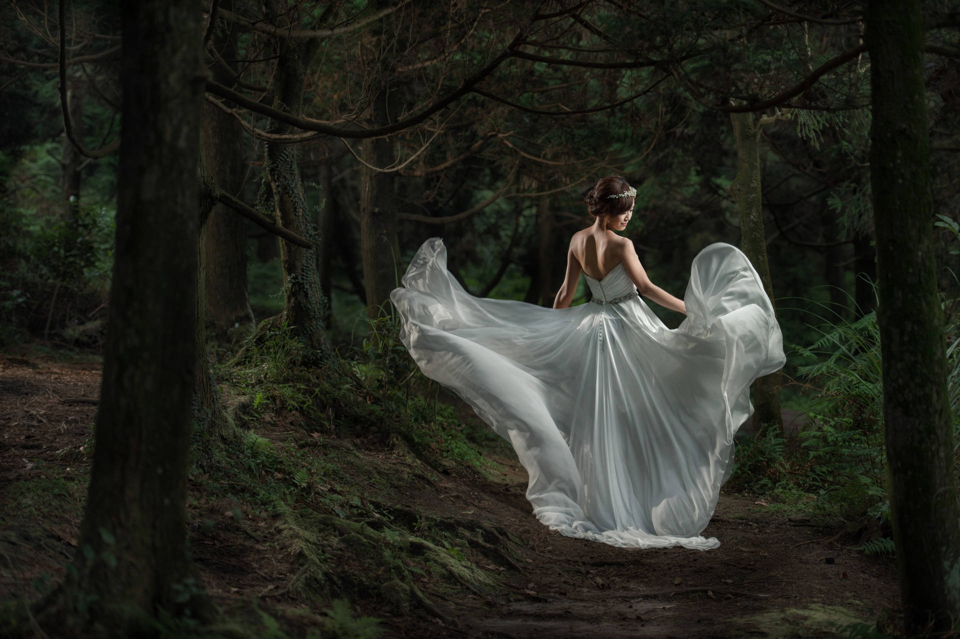 Forest-themed Wedding Dress Background