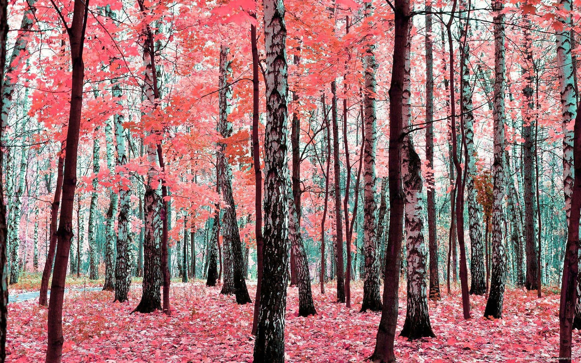 Forest With Red And Pink Trees