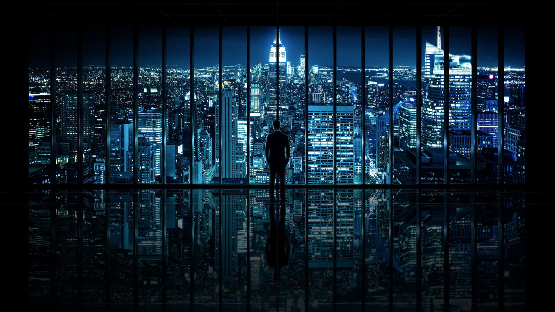 Formal Man Looking At The City View Background