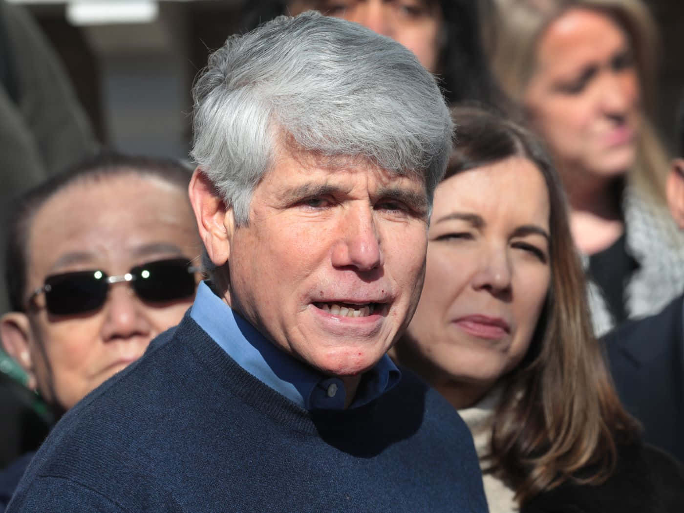 Former Illinois Governor Rod Blagojevich With His Wife Patti At A Public Conference Background