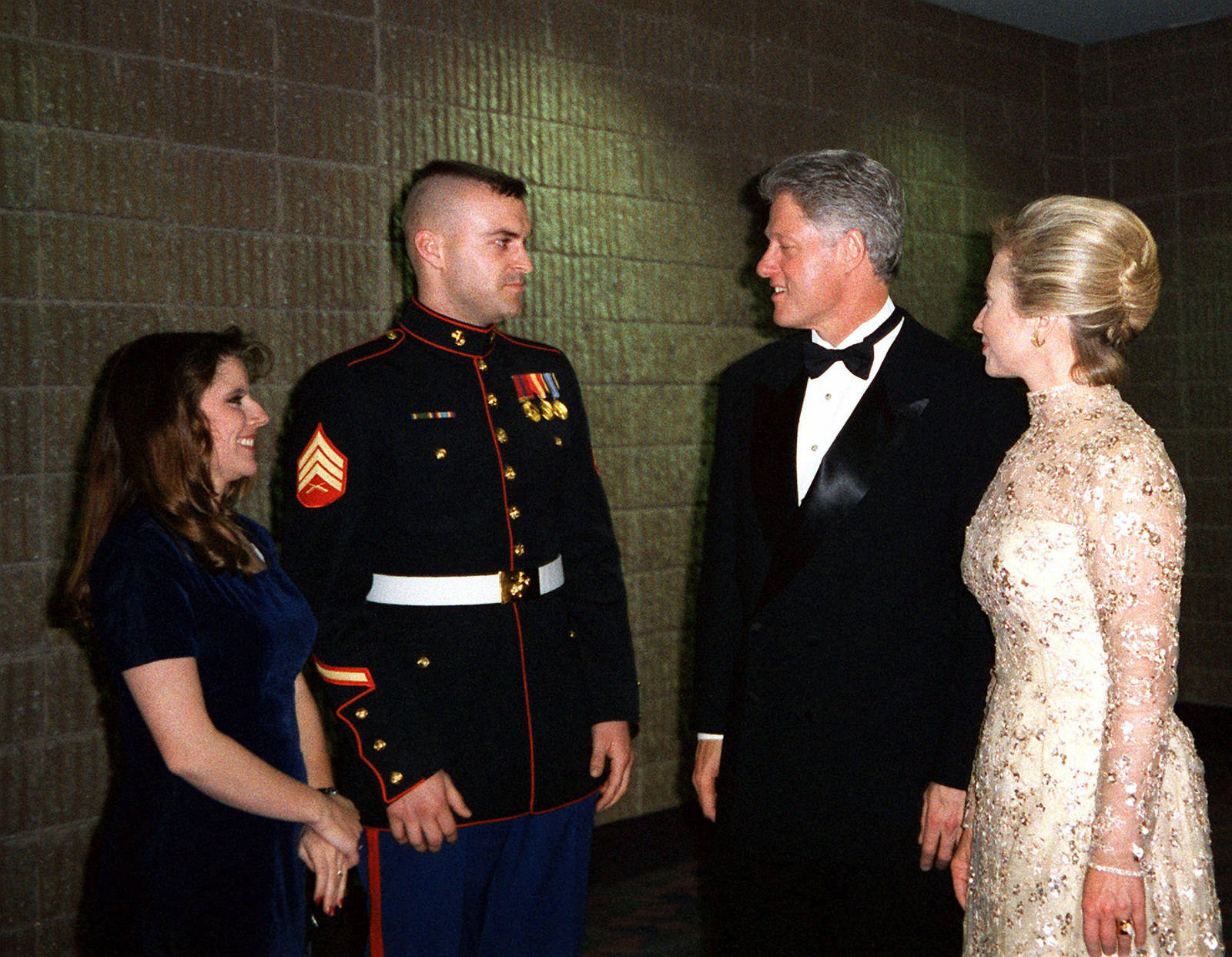 Former President Bill Clinton In A Serious Discussion With A Military General.