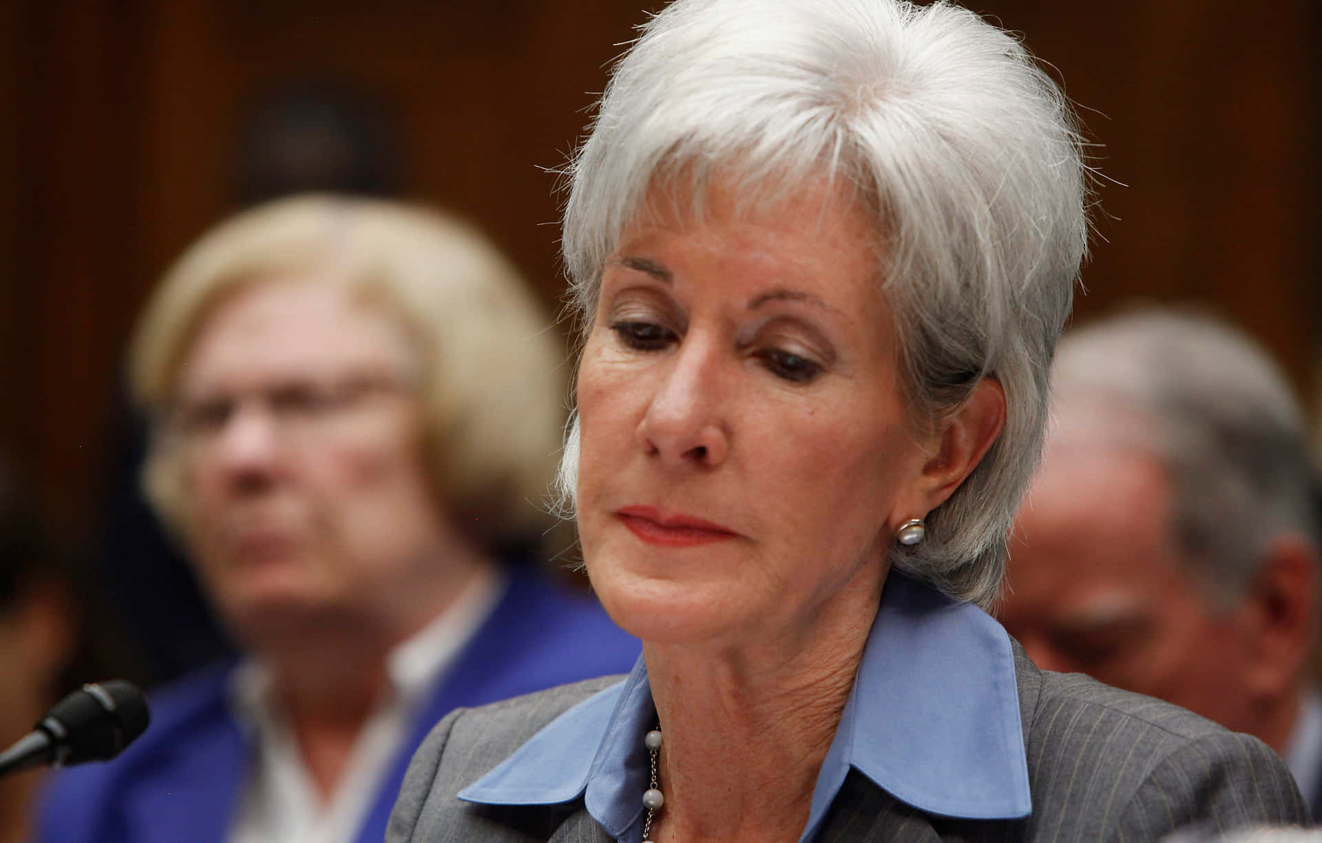 Former Secretary, Kathleen Sebelius, Giving A Speech Background