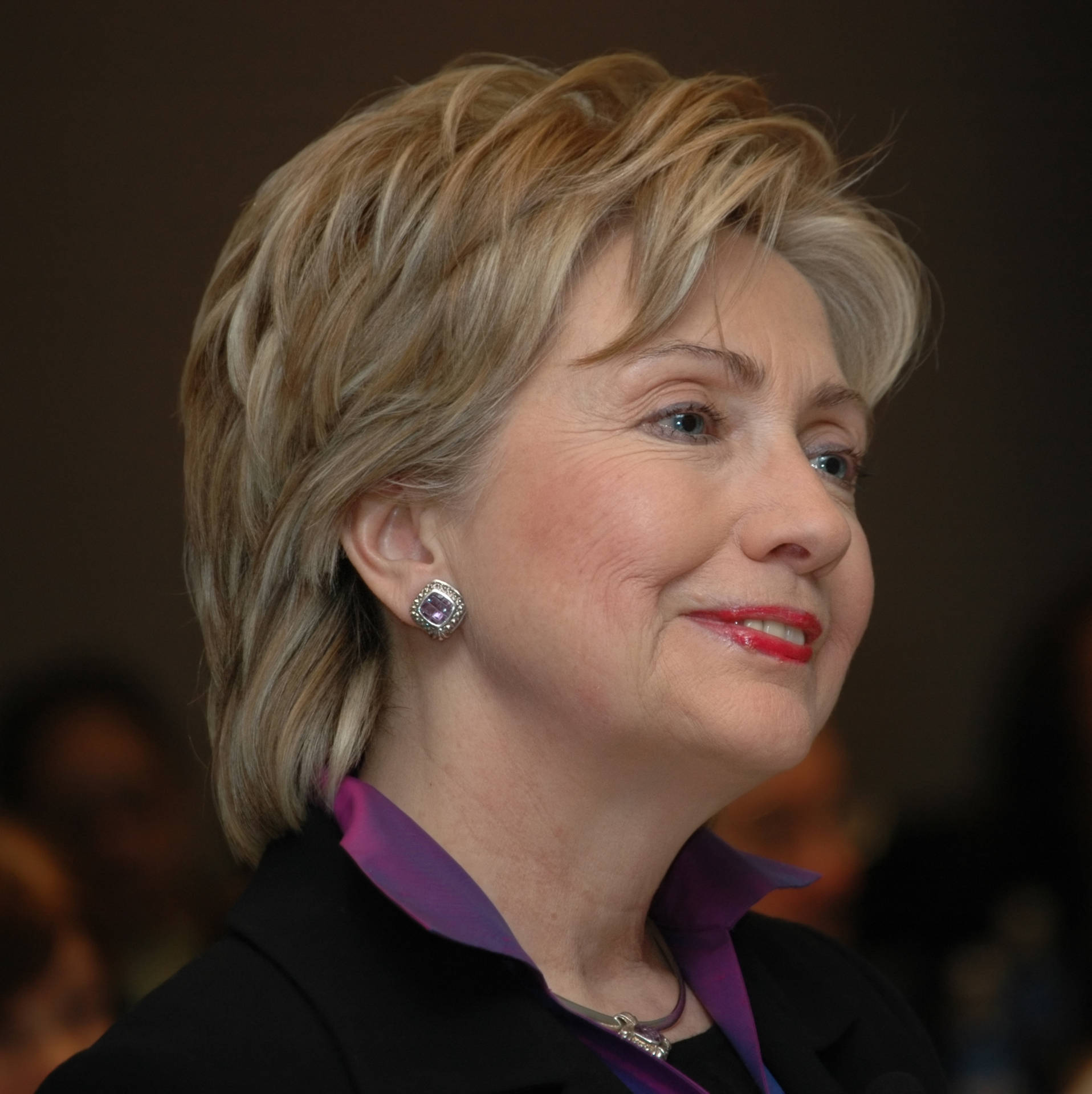 Former Secretary Of State Hillary Clinton With Blonde Hair