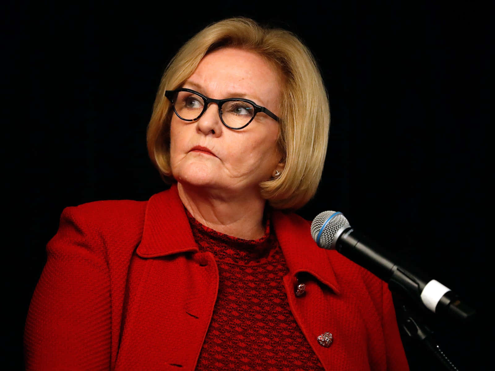 Former Senator Claire Mccaskill Dressed In Red