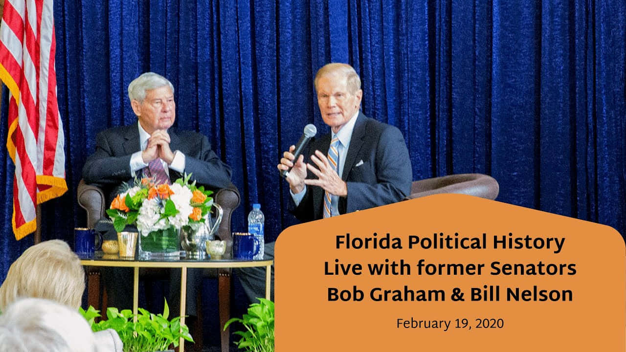Former Senators Bill Nelson And Bob Graham In Conversation Background