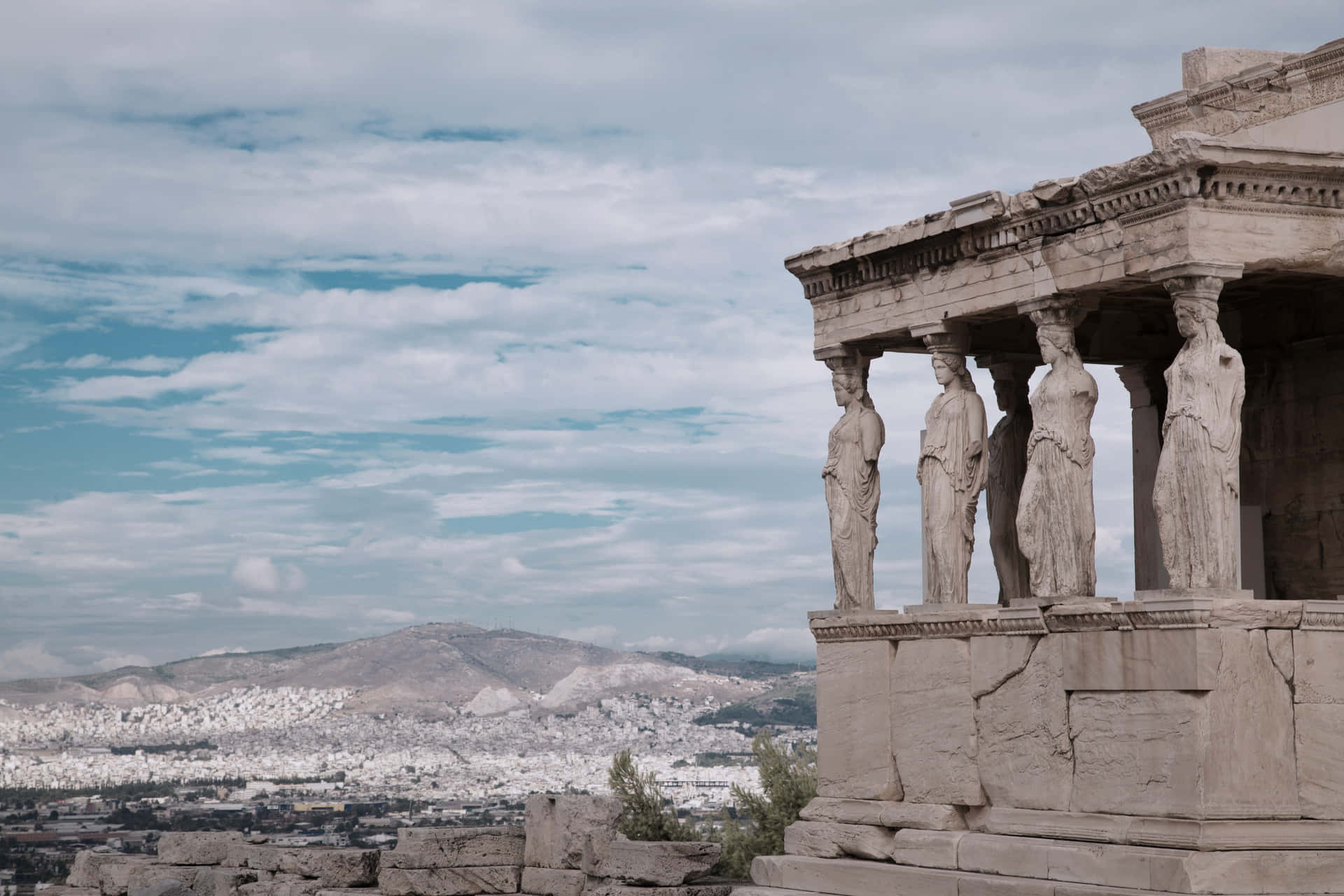 Former Temple On The Athenian Acropolis Background