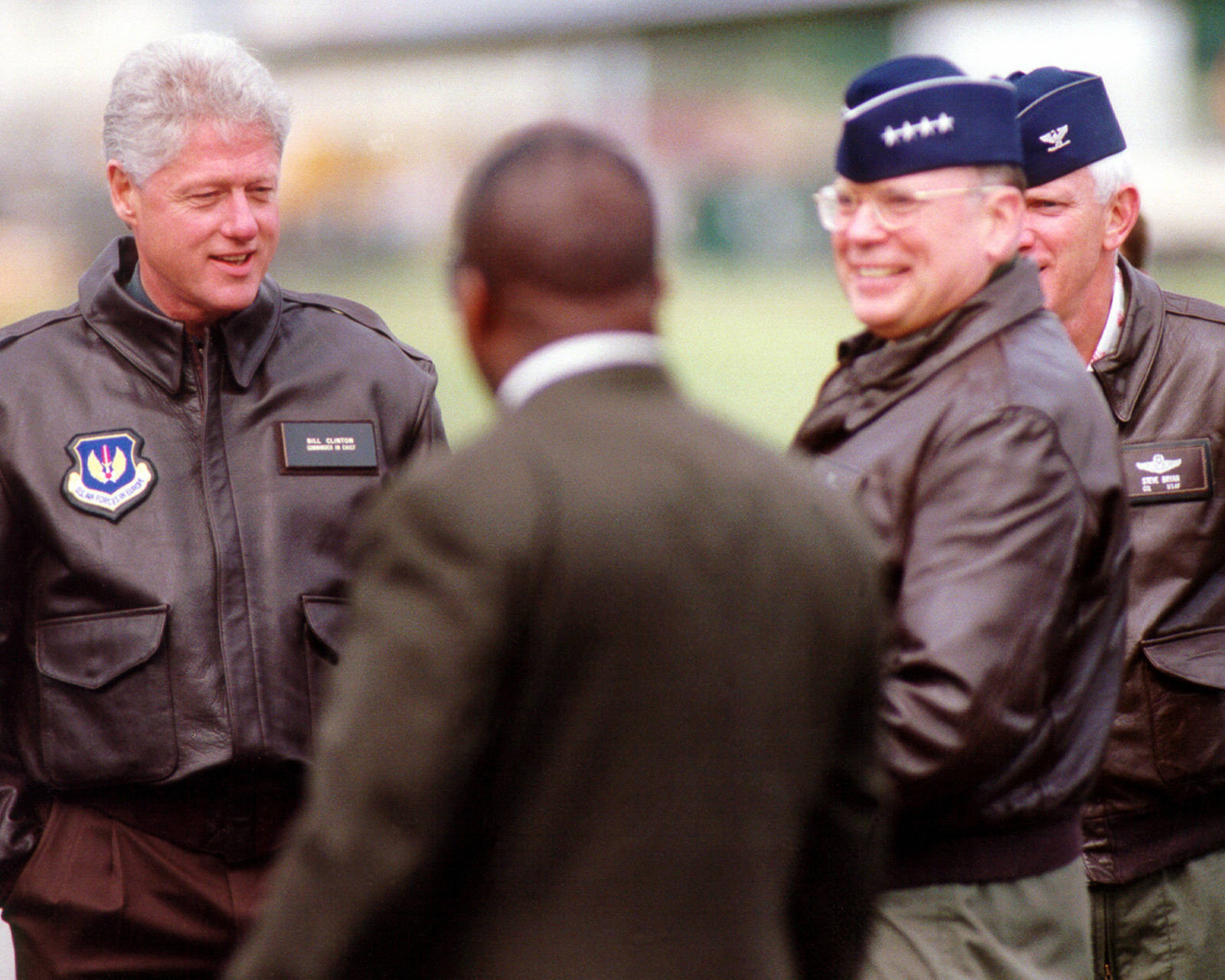 Former U.s. President, Bill Clinton, Stylishly Dressed In A Flight Jacket