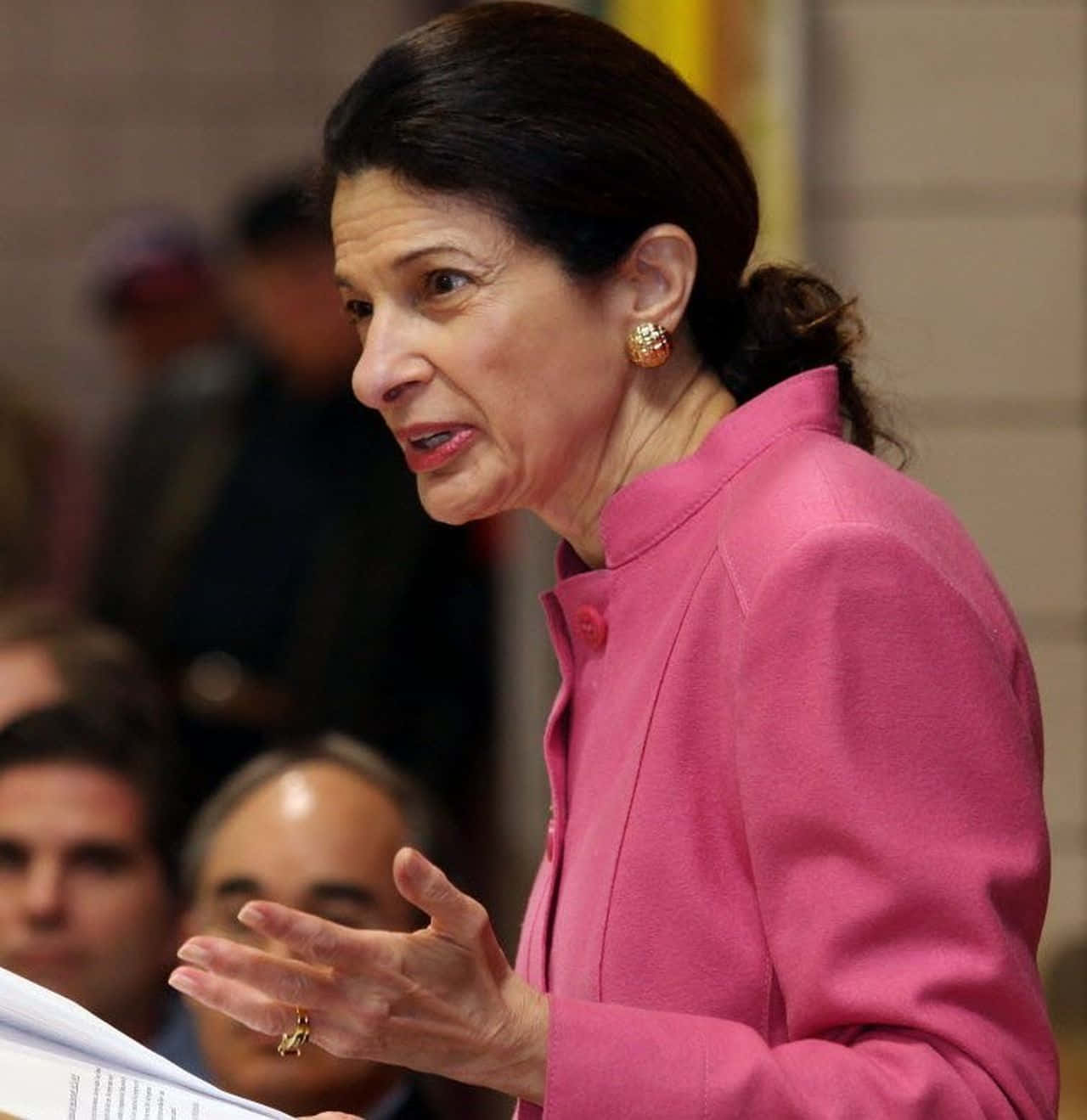 Former Us Senator Olympia Snowe Delivering Speech Background