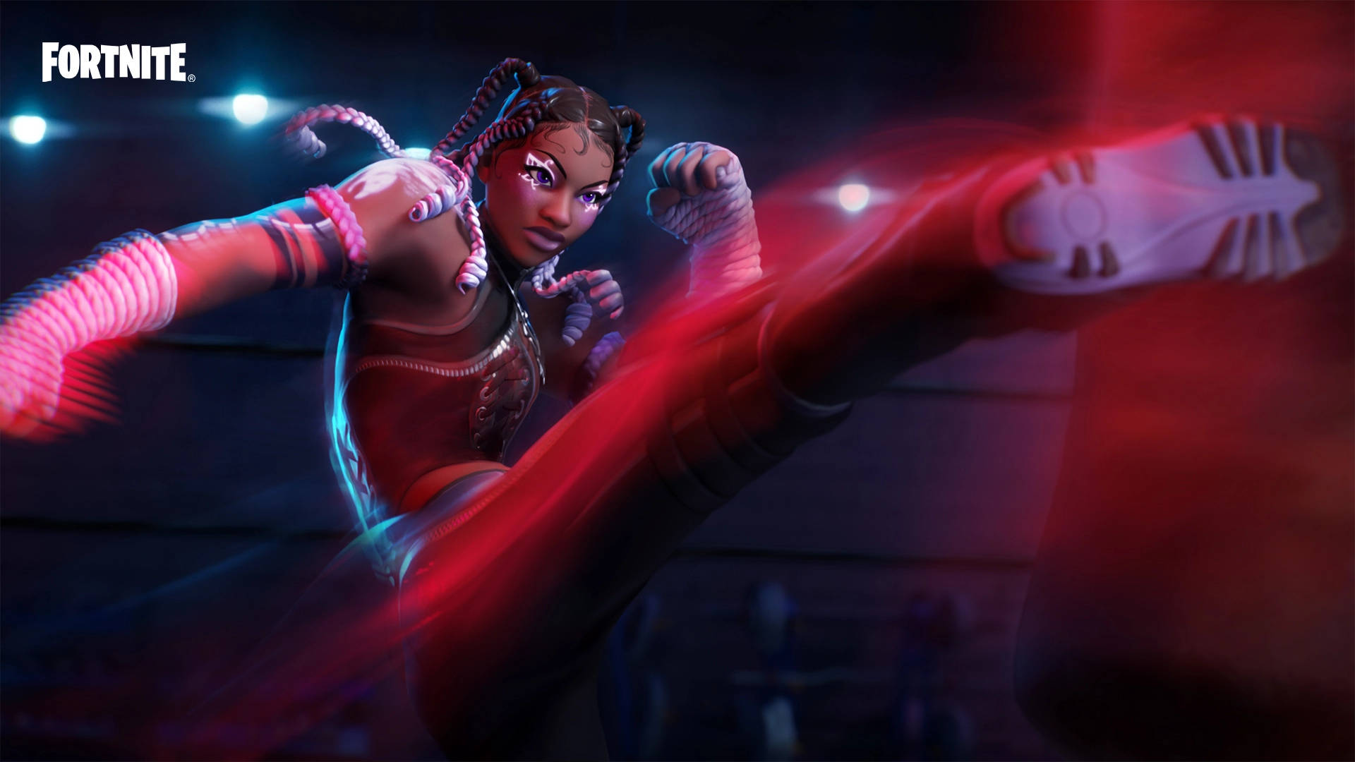 Fortnite - A Female Fighter In A Red Light