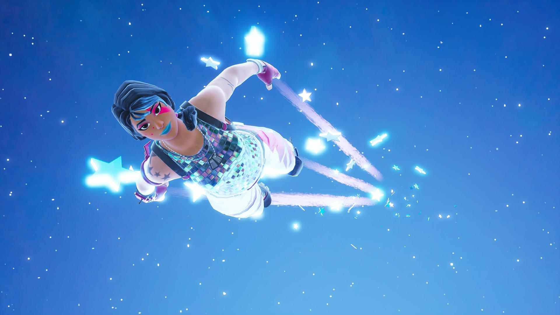 Fortnite - A Girl Flying Through The Sky Background