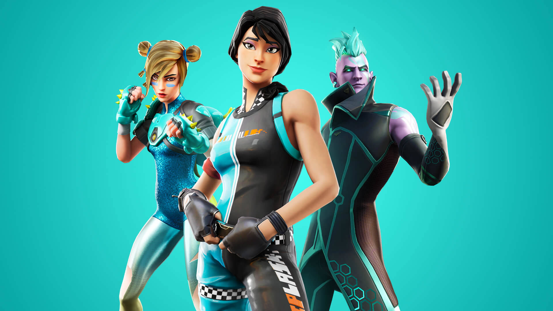 Fortnite - A Group Of People In A Blue Background Background