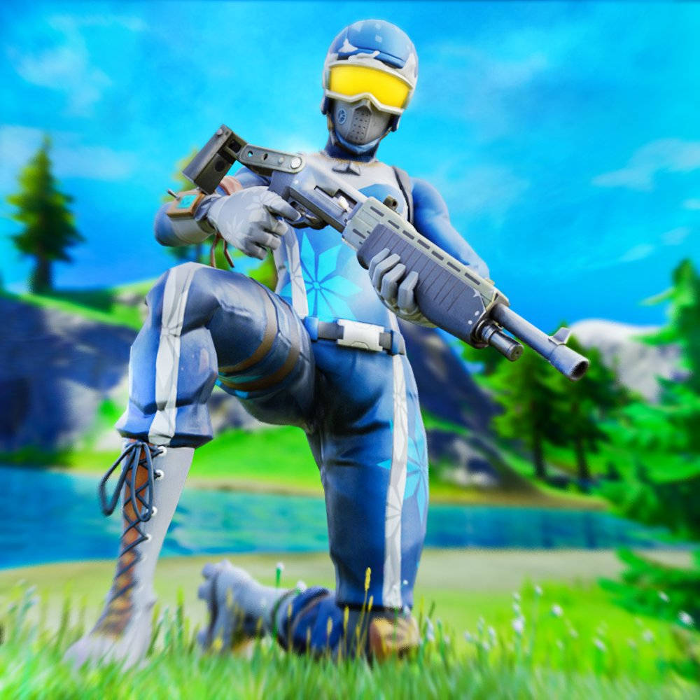 Fortnite - A Man In A Blue Suit Holding A Gun