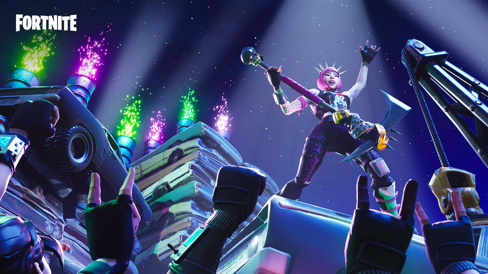 Fortnite - A Man Is Holding A Guitar And Singing Background