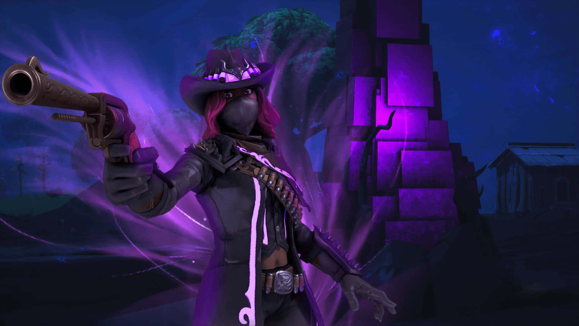 Fortnite - A Purple Man With A Gun Background