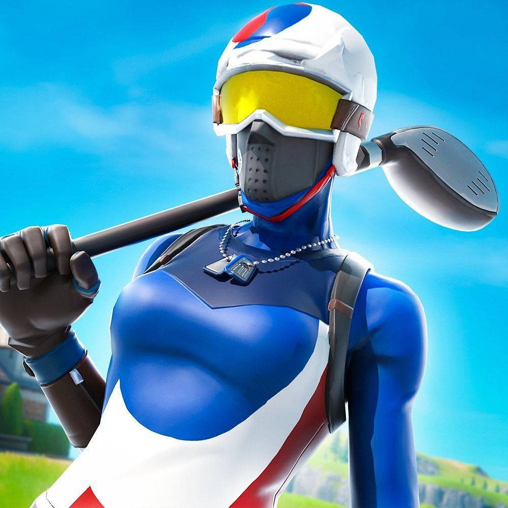 Fortnite - A Woman In A Helmet Holding A Golf Club