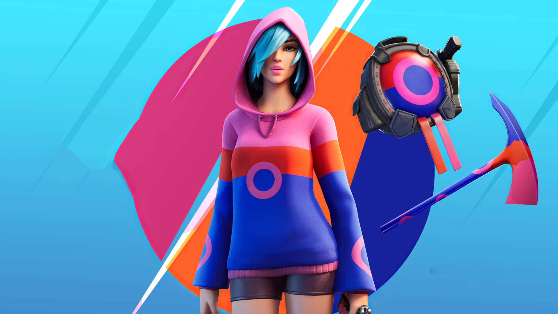 Fortnite Animated Characterwith Pickaxeand Shield Background