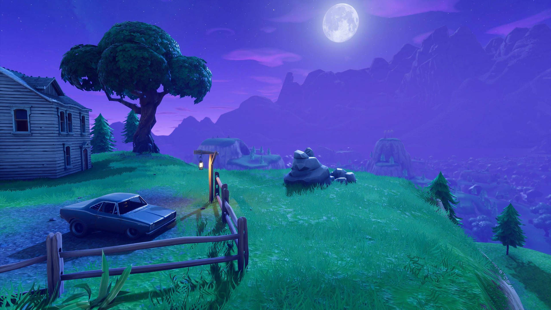 Fortnite At Night Full Moon Background