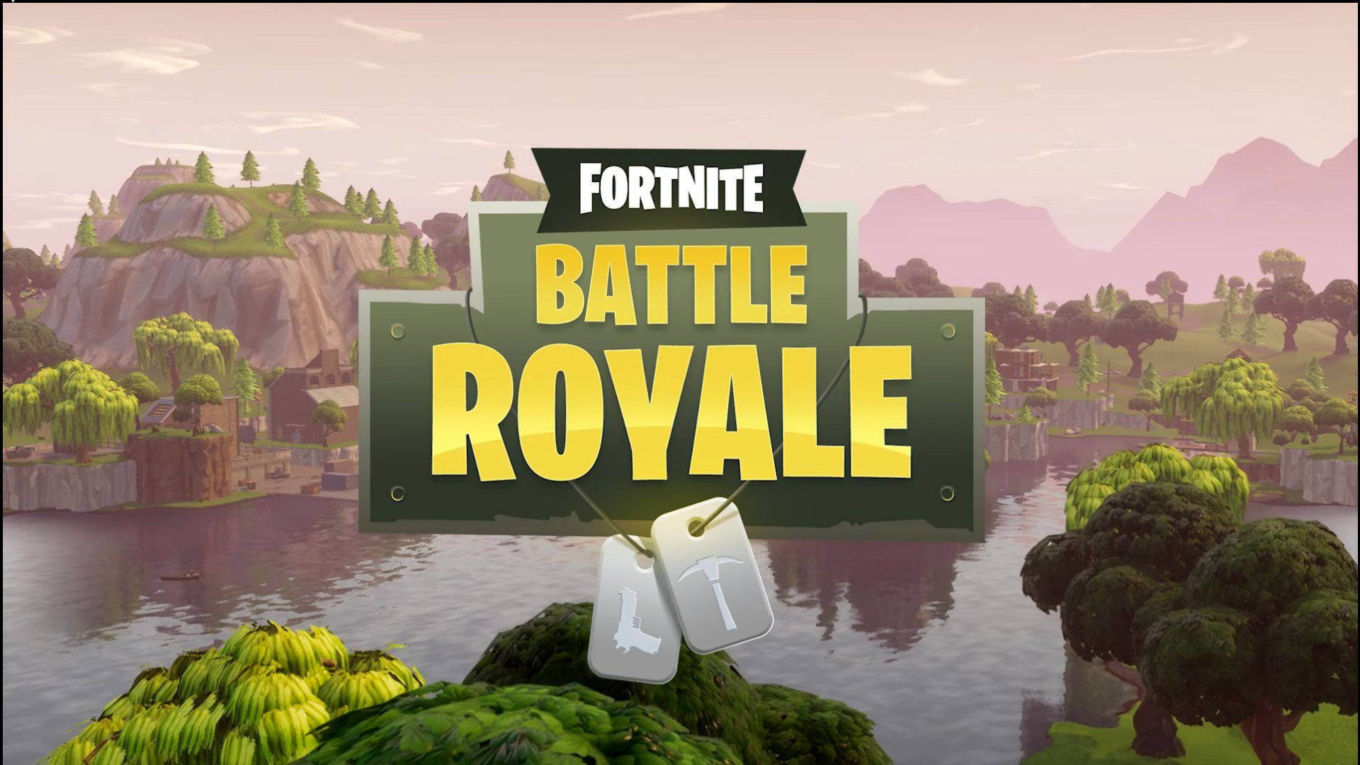 Fortnite Battle Royale Logo On Lake Background Background