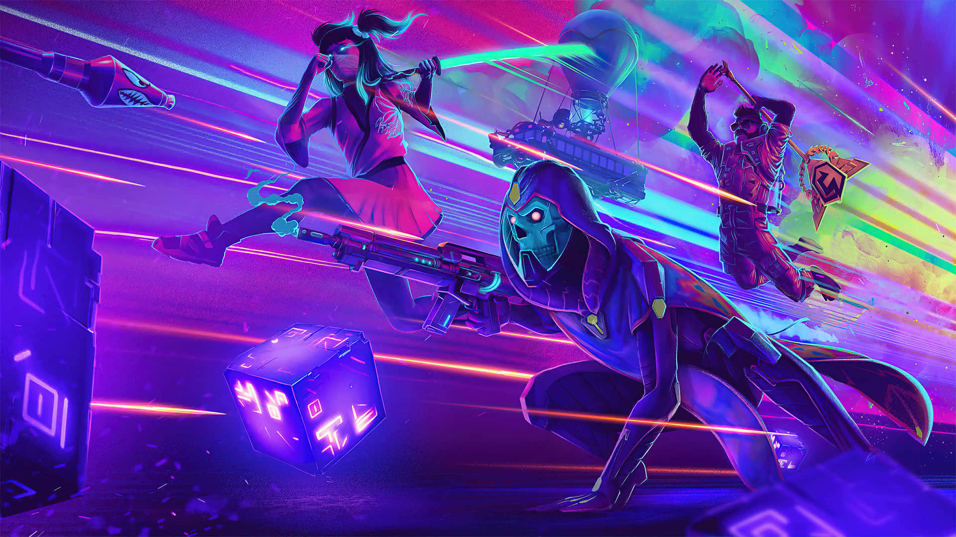 Fortnite Battle Royale Neon Artwork Background