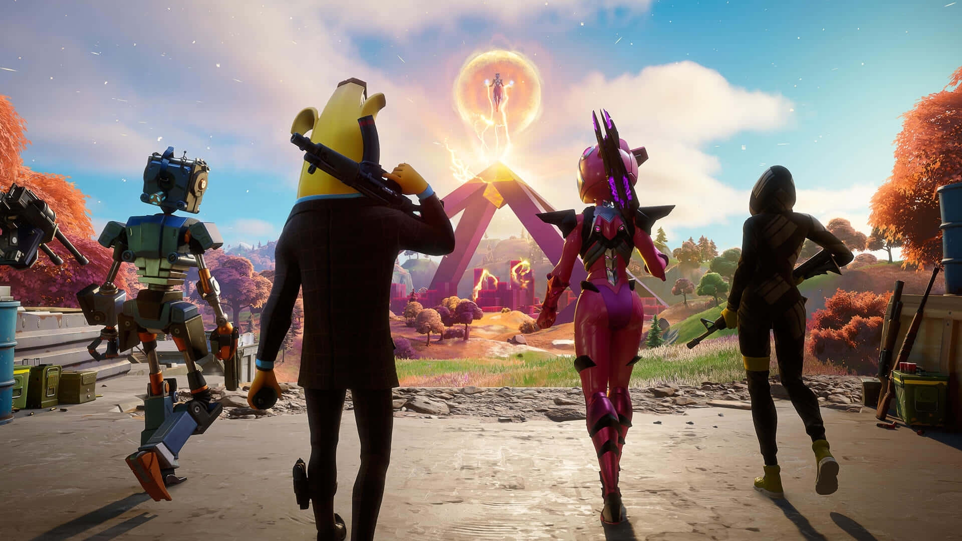 Fortnite Chapter2 Event Squad Gazingat Explosion Background