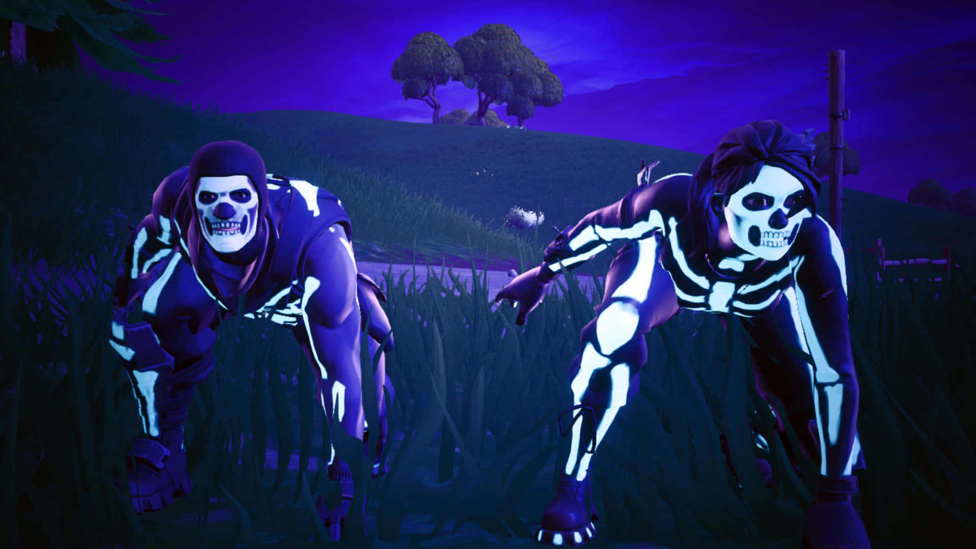 Fortnite Gamer In Purple Skull Trooper Skin Background