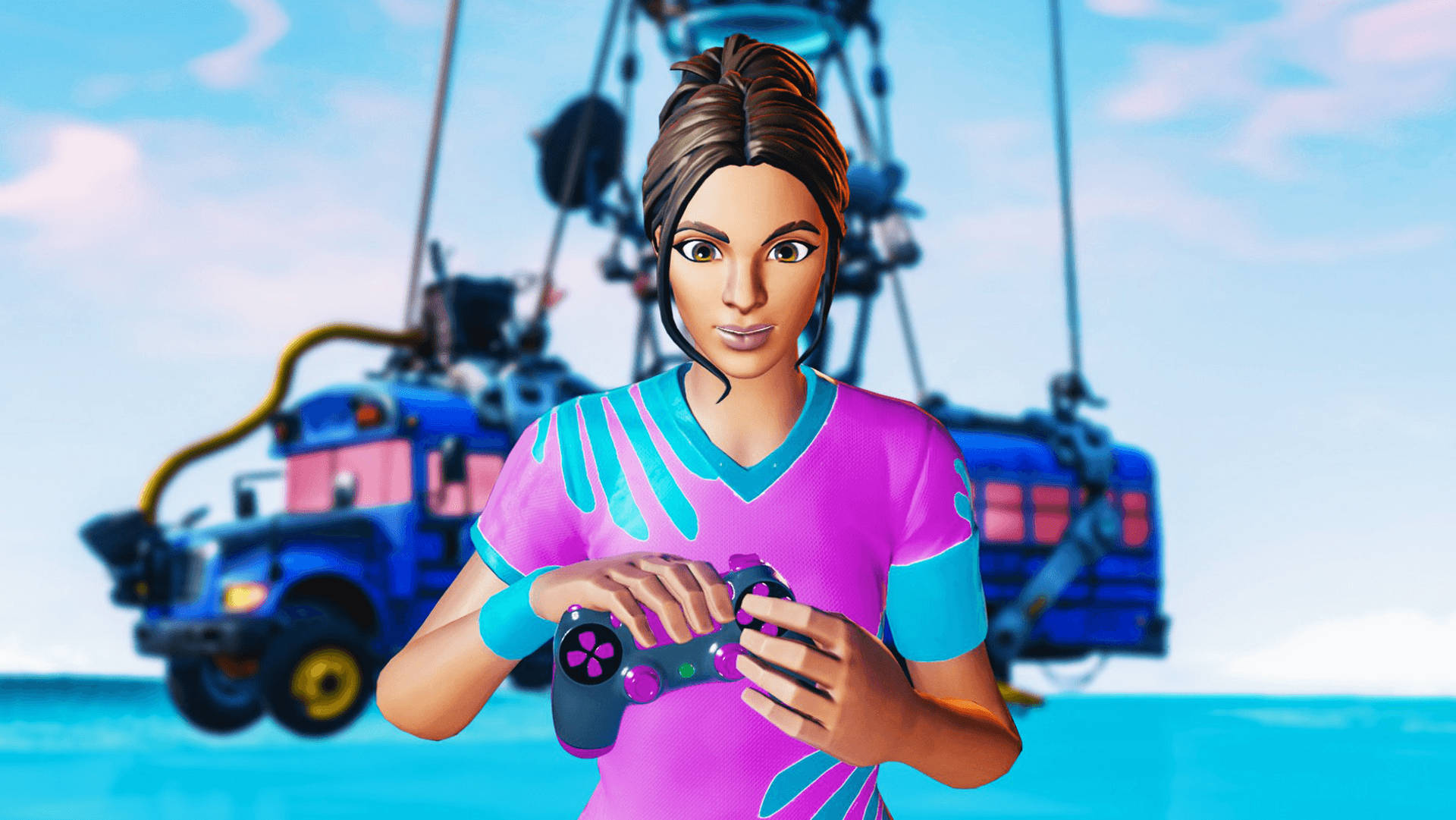 Fortnite Girl, Ready To Destroy The Competition Background