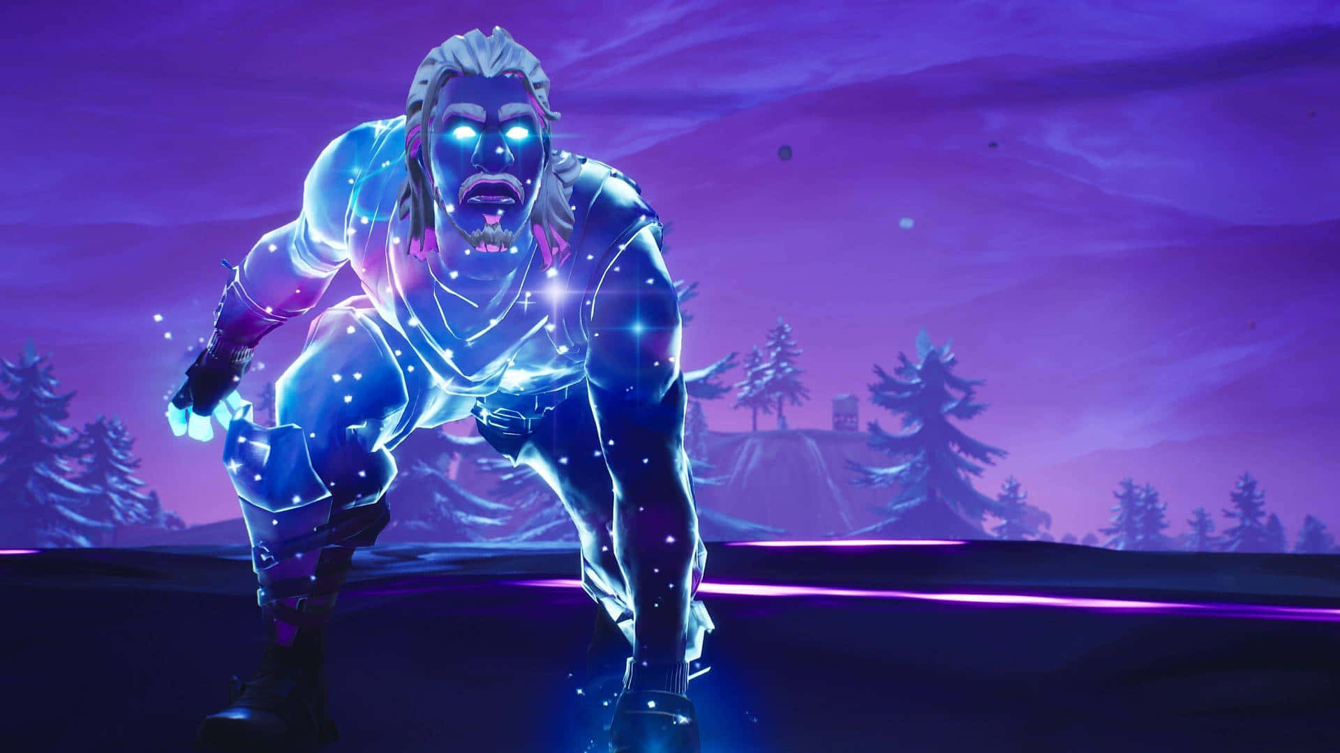 Fortnite Glowing Character Night Scene Background