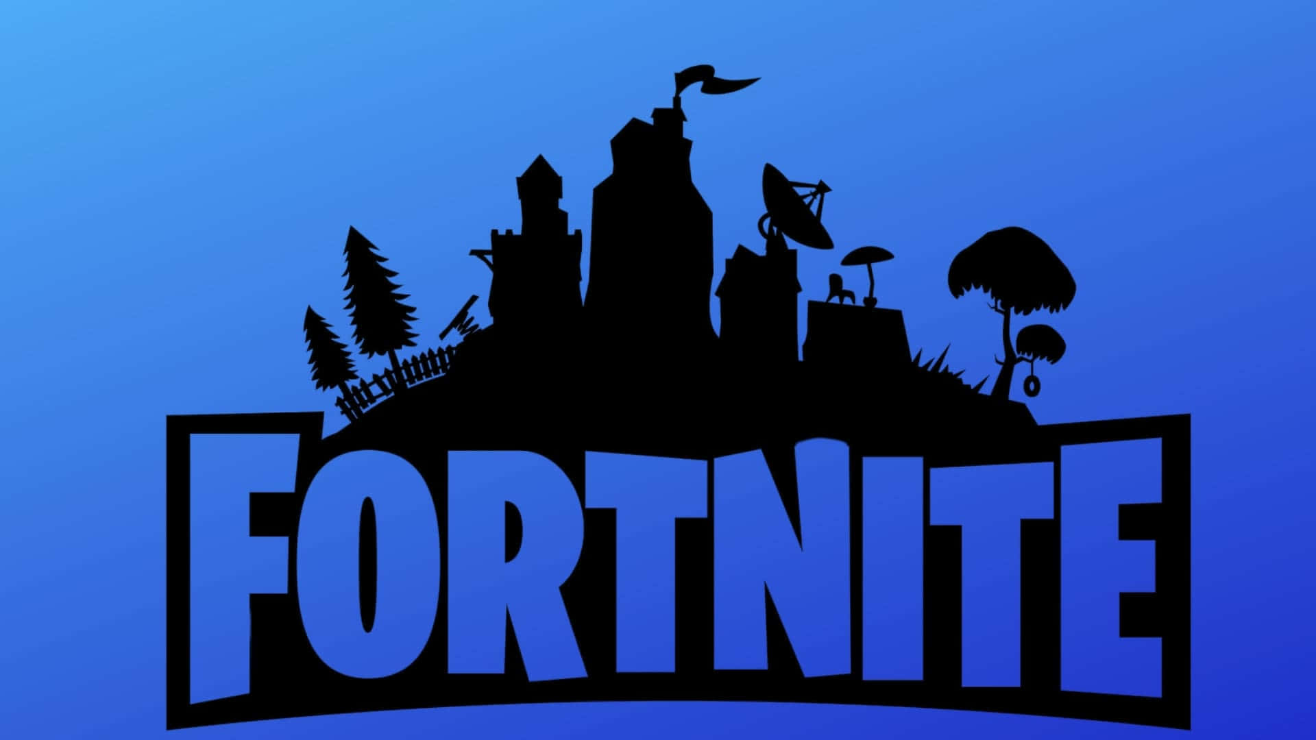 Fortnite Logo With A Castle In The Background