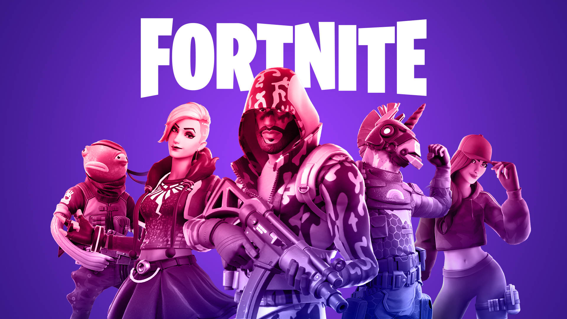 Fortnite Logo With A Group Of People Background