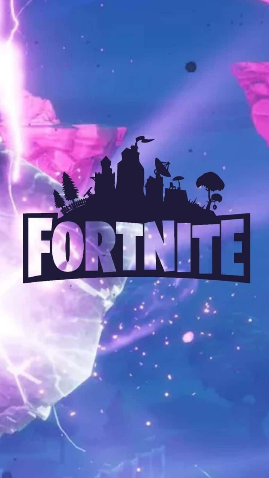 Fortnite Logo With Lightning And A Purple Background Background
