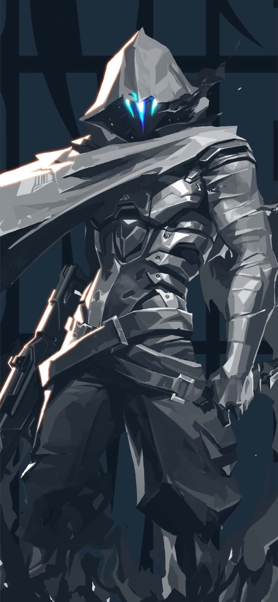 Fortnite_ Mysterious_ Armored_ Figure Background