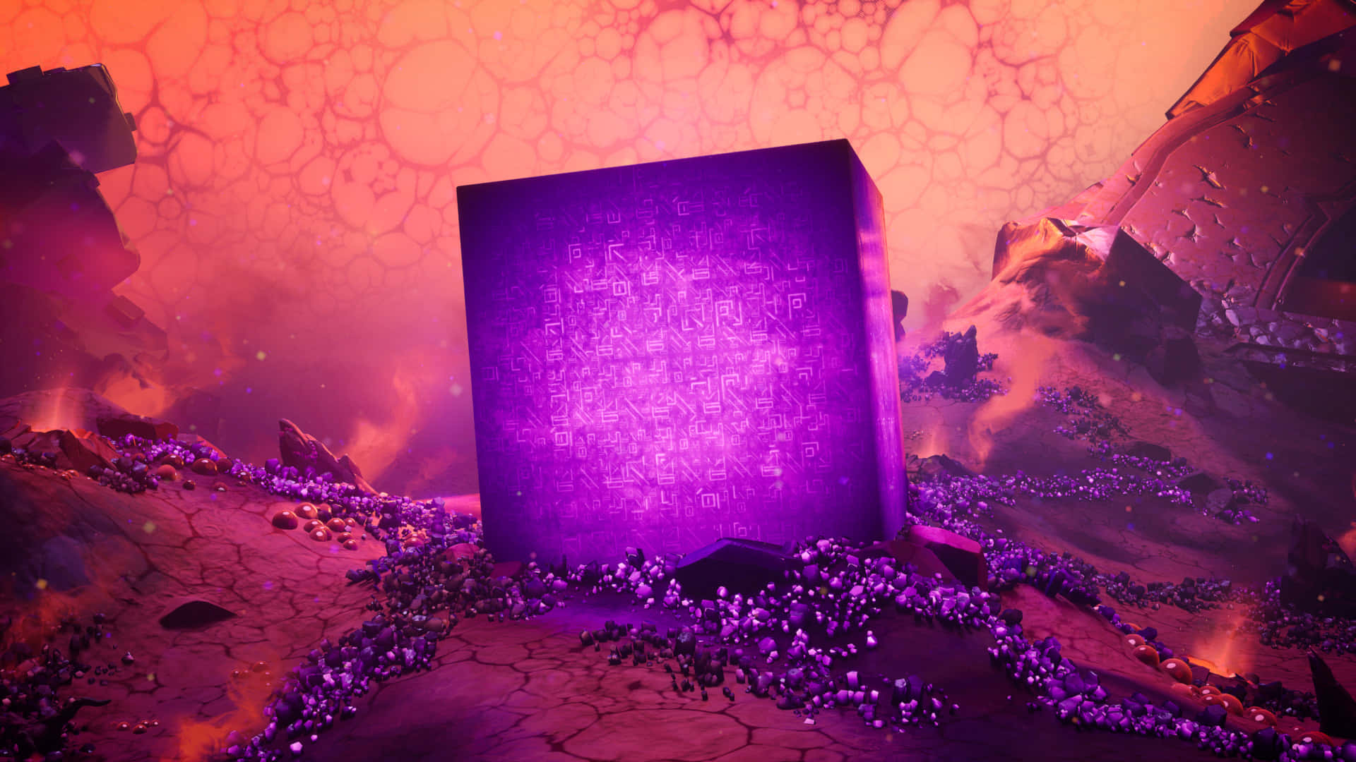 Fortnite Mysterious Cube Glowing Rune Background